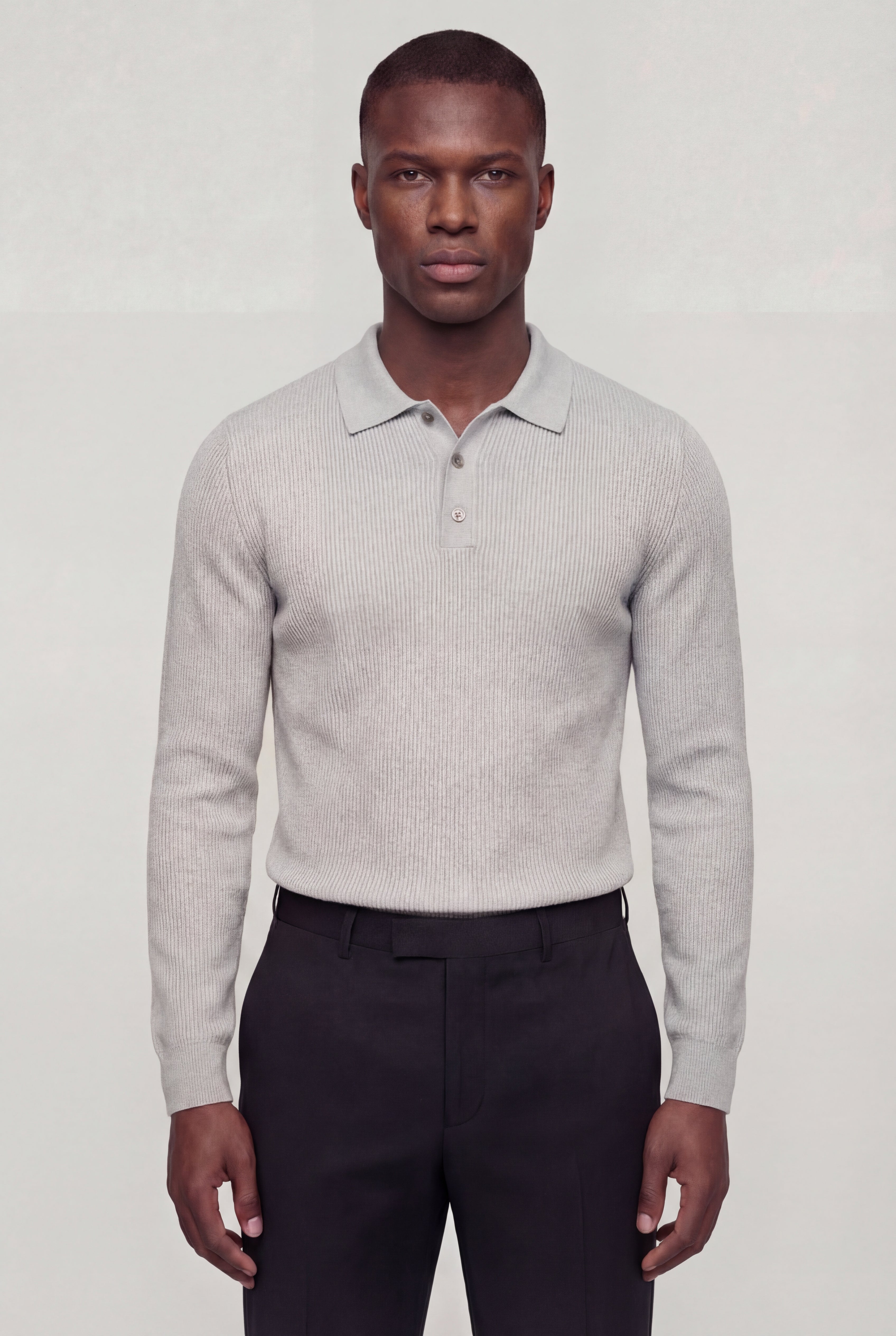 TORVAN KNIT POLO – GRAY