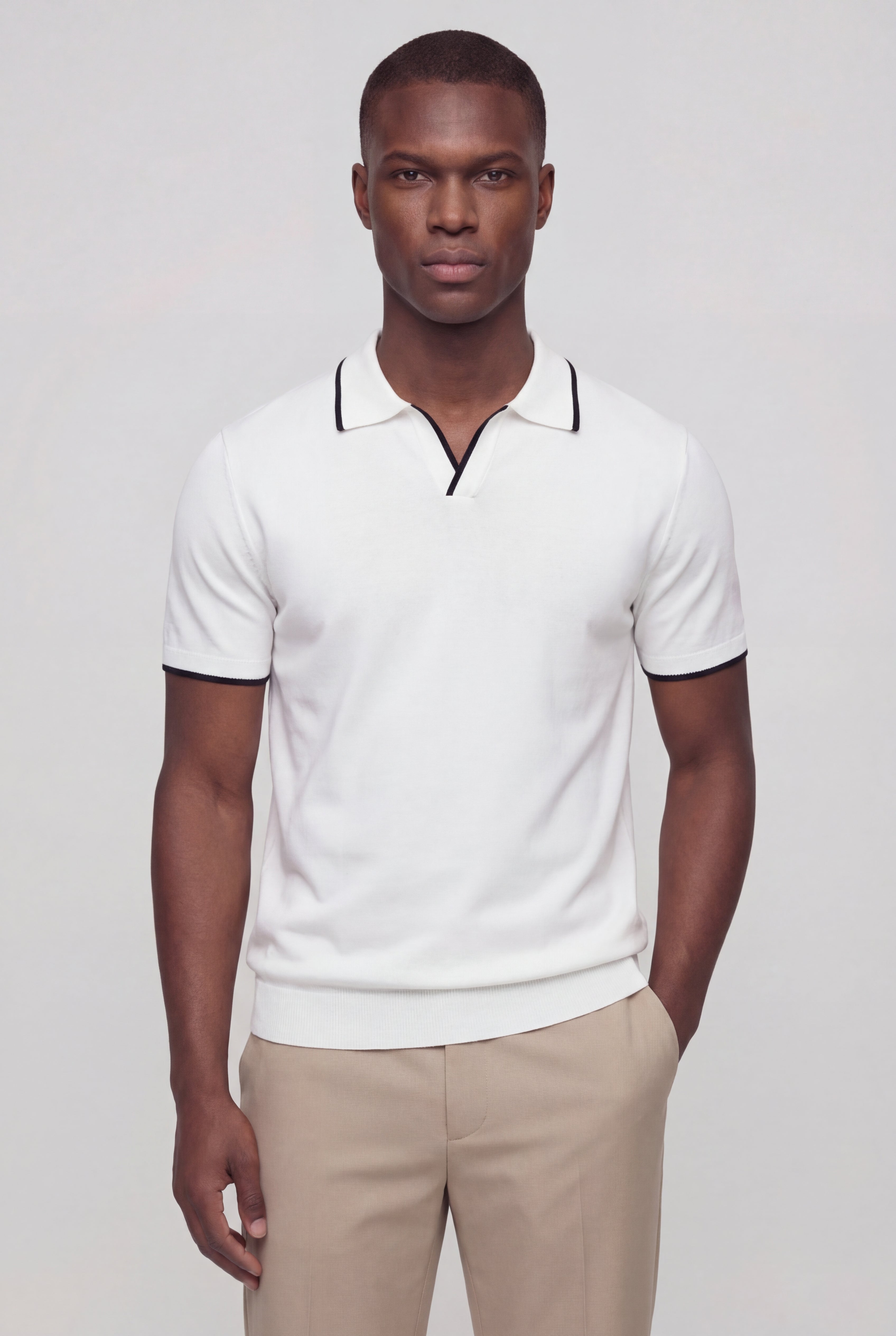 ALVERO CONTRAST TRIM POLO – WHITE