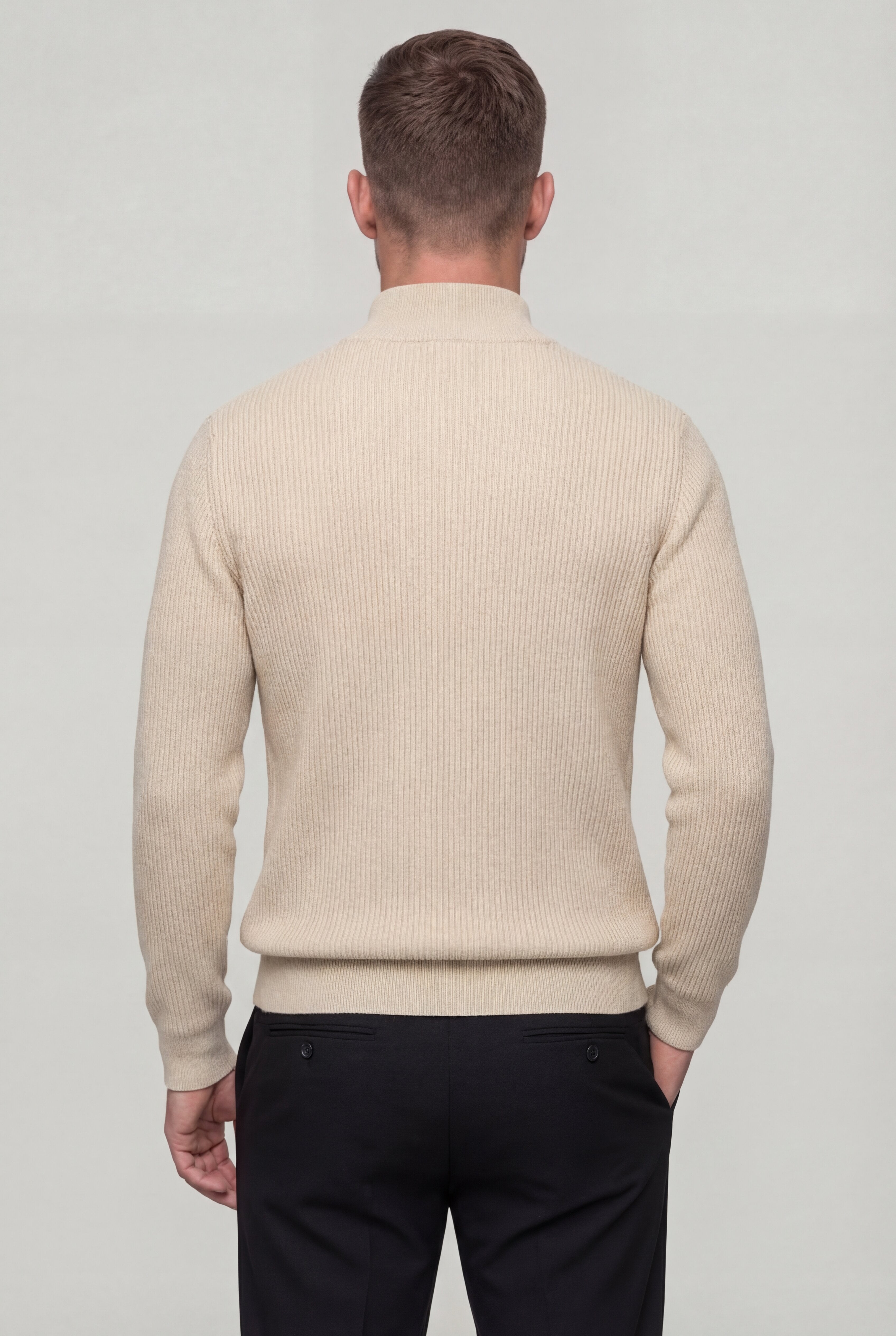ARDENHOLT QUARTER-ZIP SWEATER – BEIGE