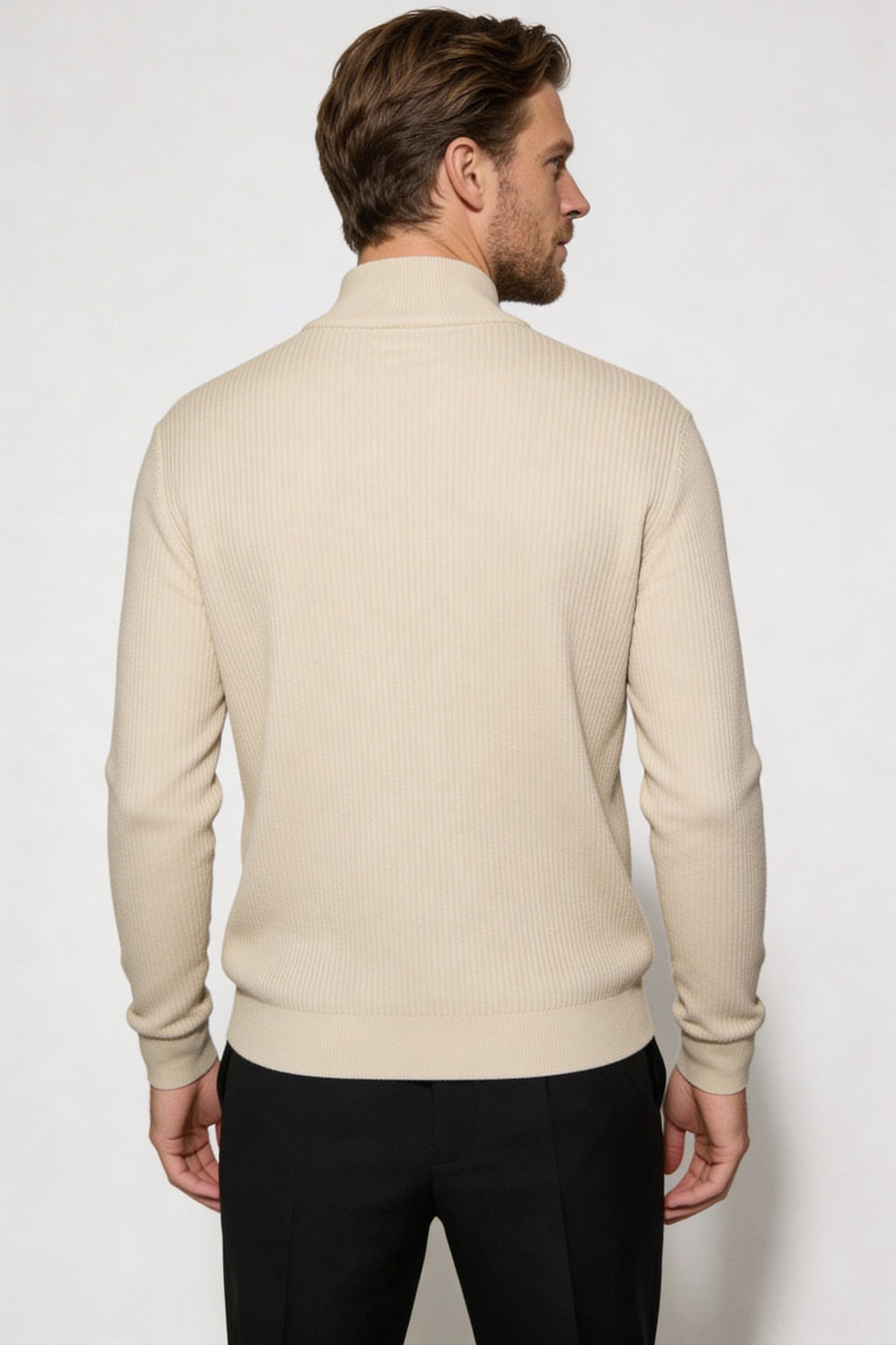 ARDENHOLT QUARTER-ZIP SWEATER – BEIGE