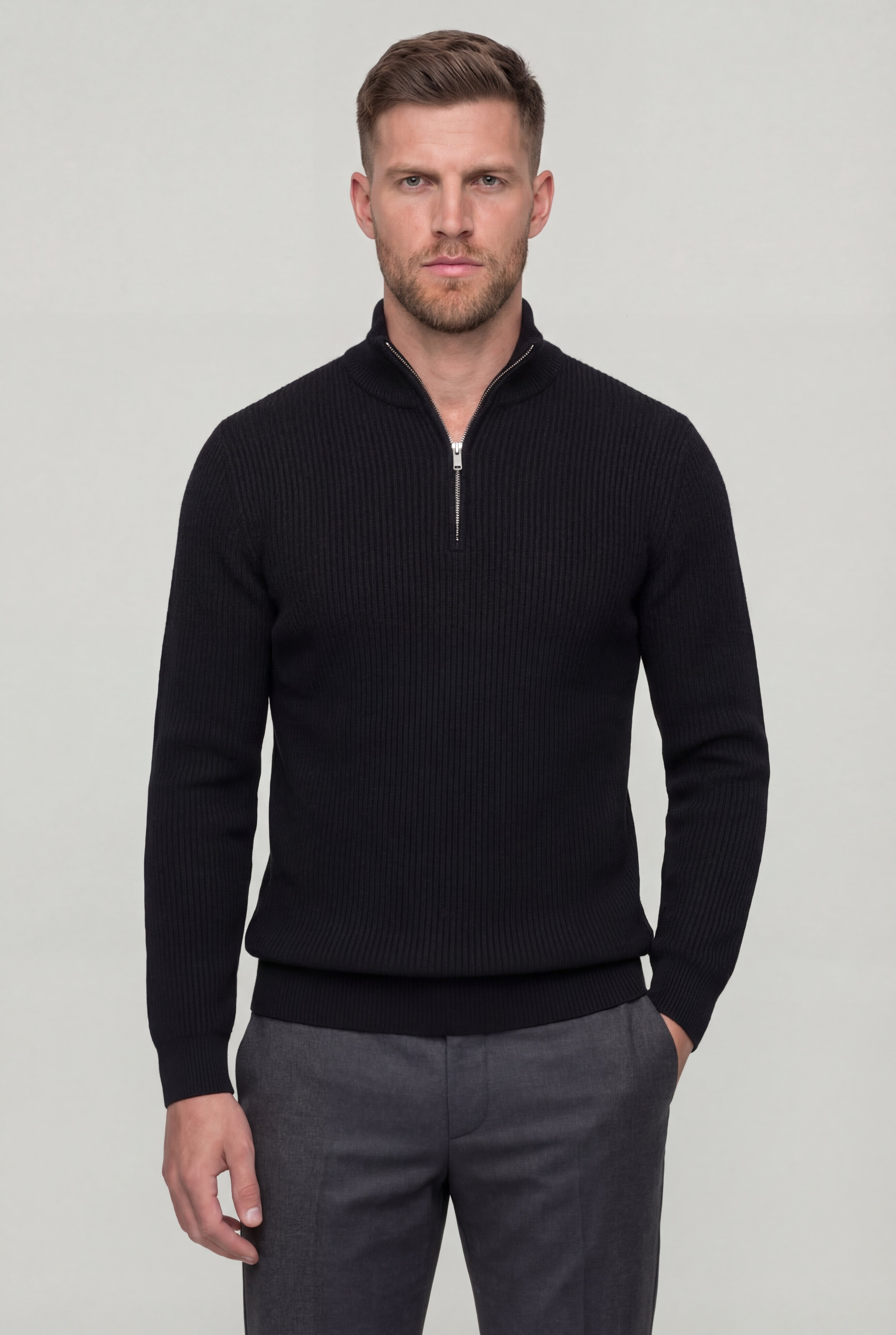 ARDENHOLT QUARTER-ZIP SWEATER – BLACK