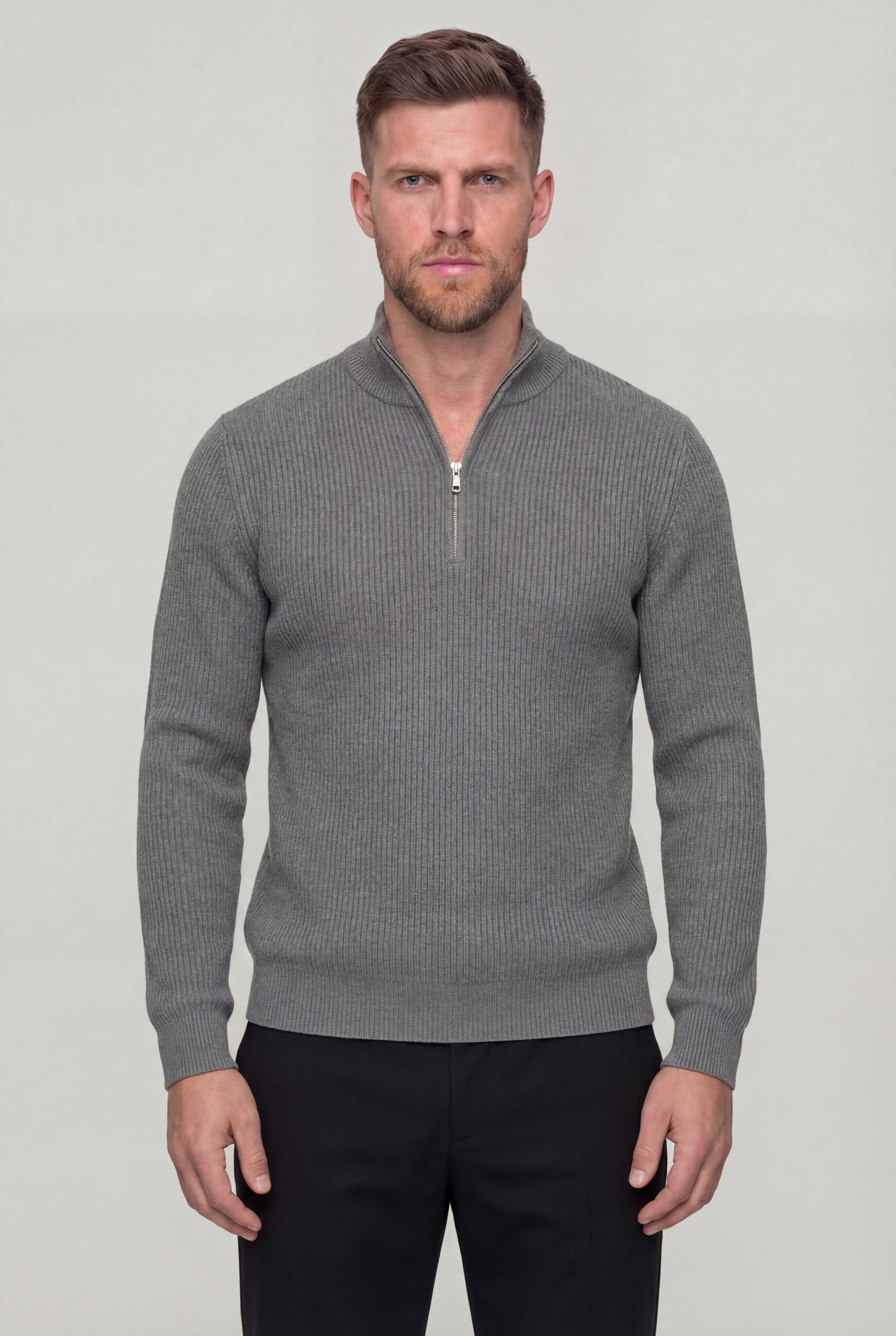 ARDENHOLT QUARTER-ZIP SWEATER – GRAY