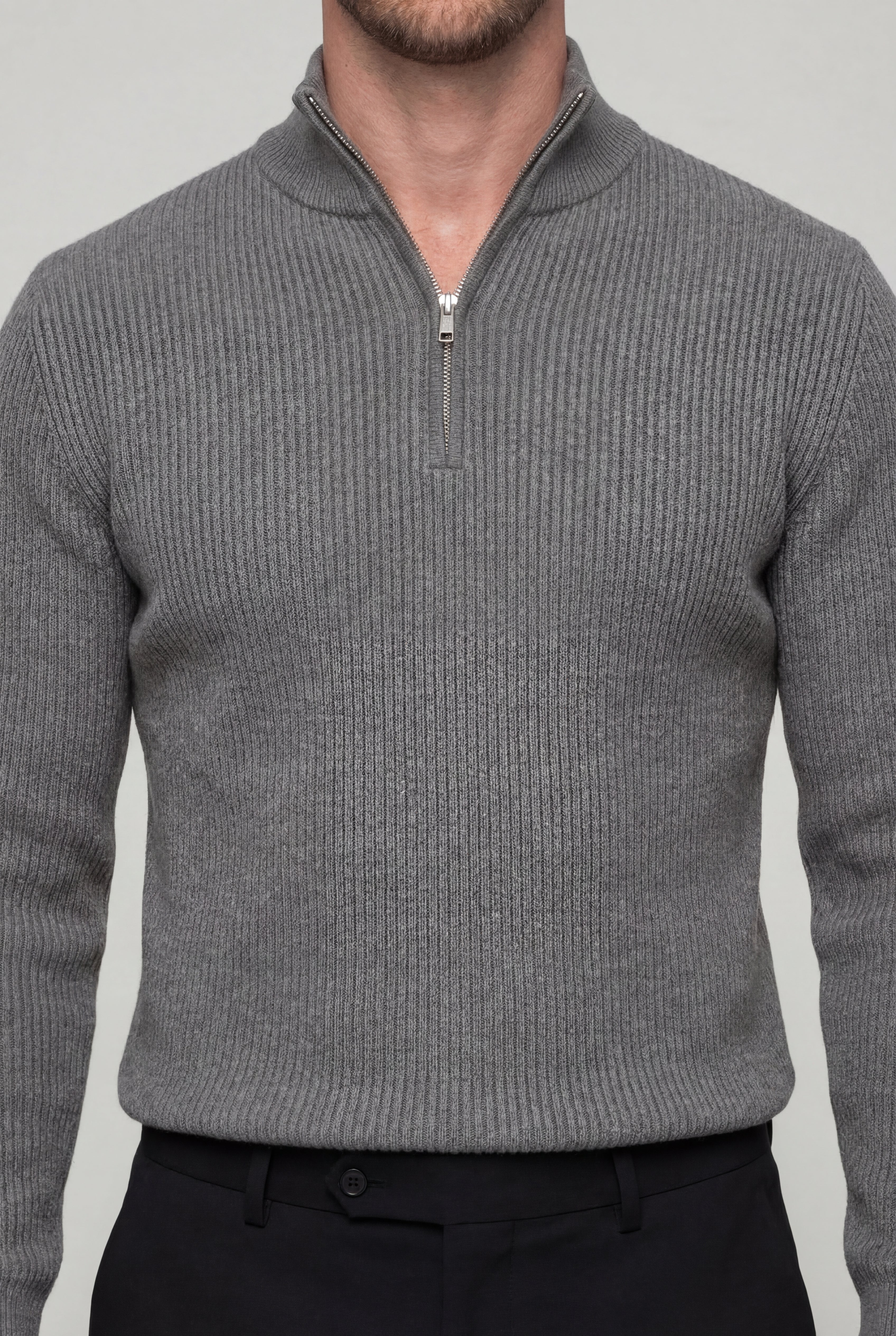 ARDENHOLT QUARTER-ZIP SWEATER – GRAY