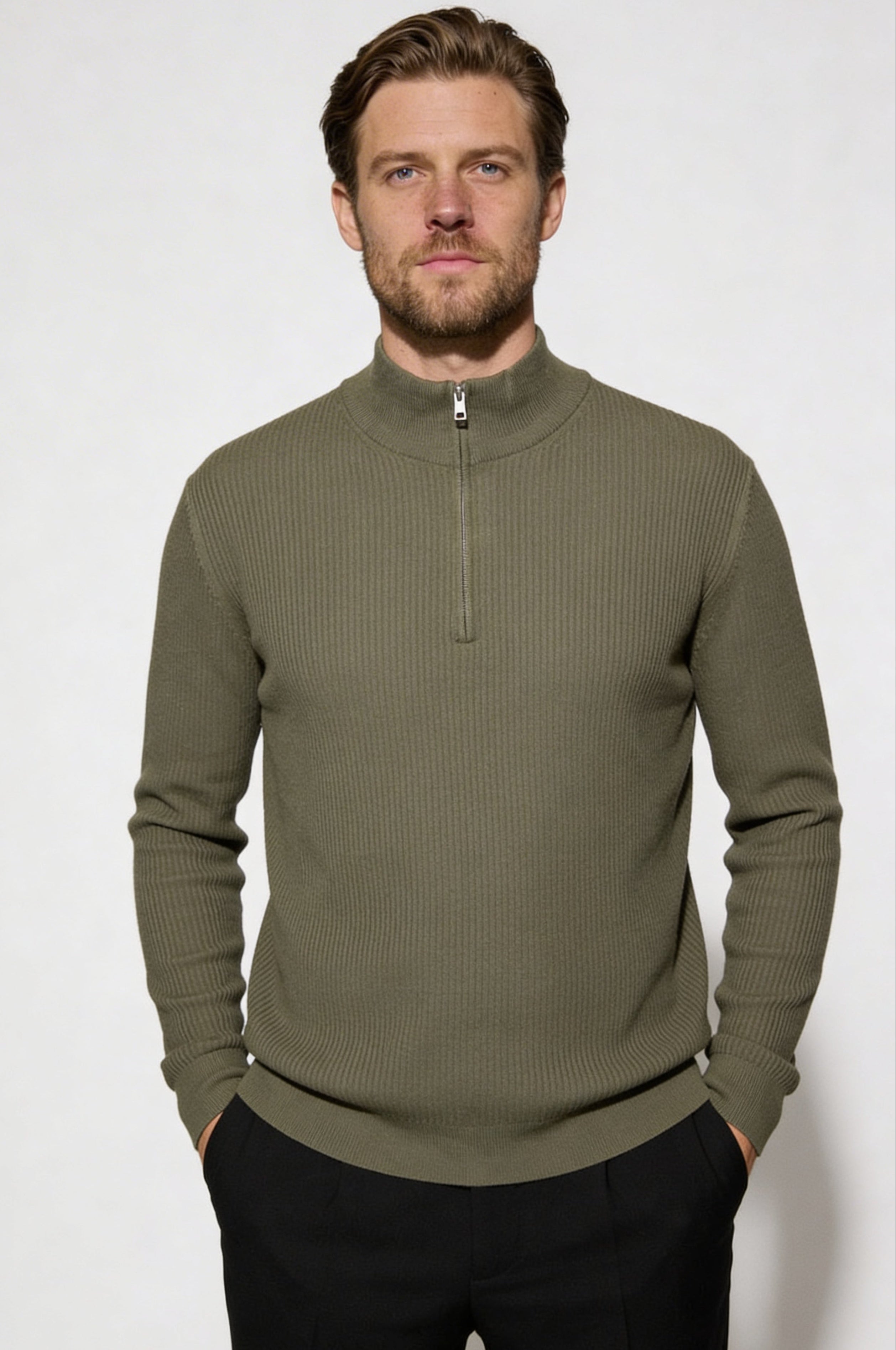 ARDENHOLT QUARTER-ZIP SWEATER – GREEN