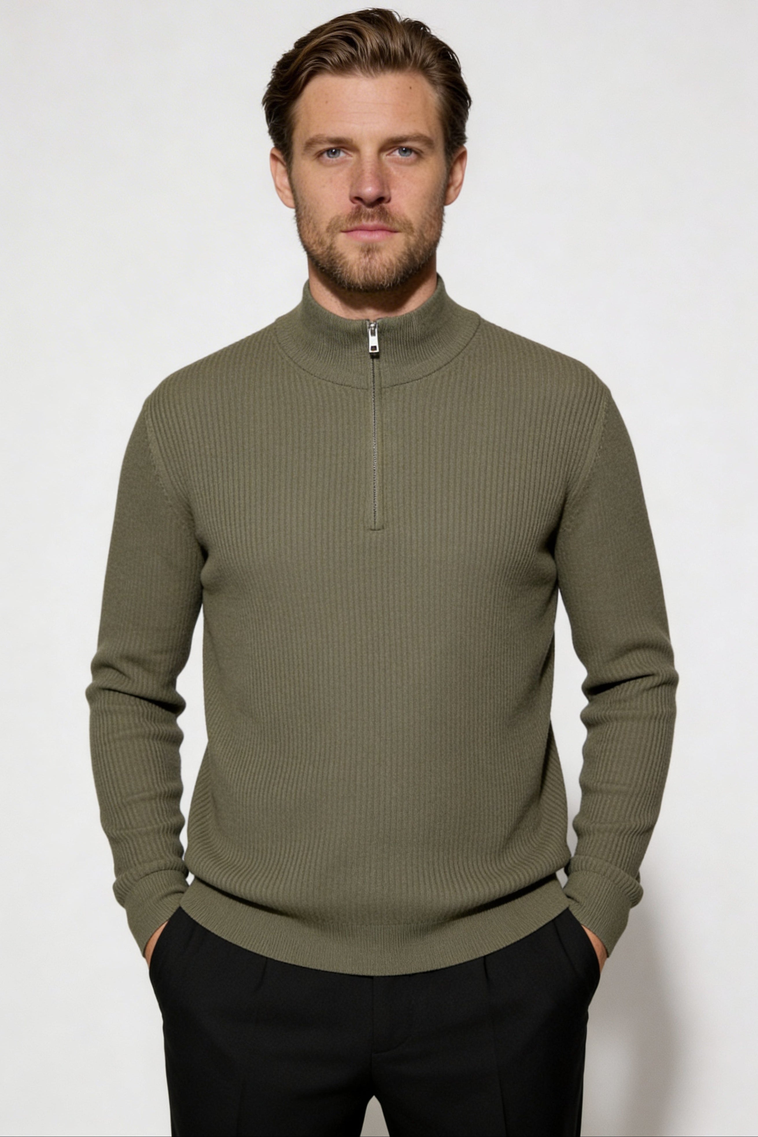 ARDENHOLT QUARTER-ZIP SWEATER – GREEN