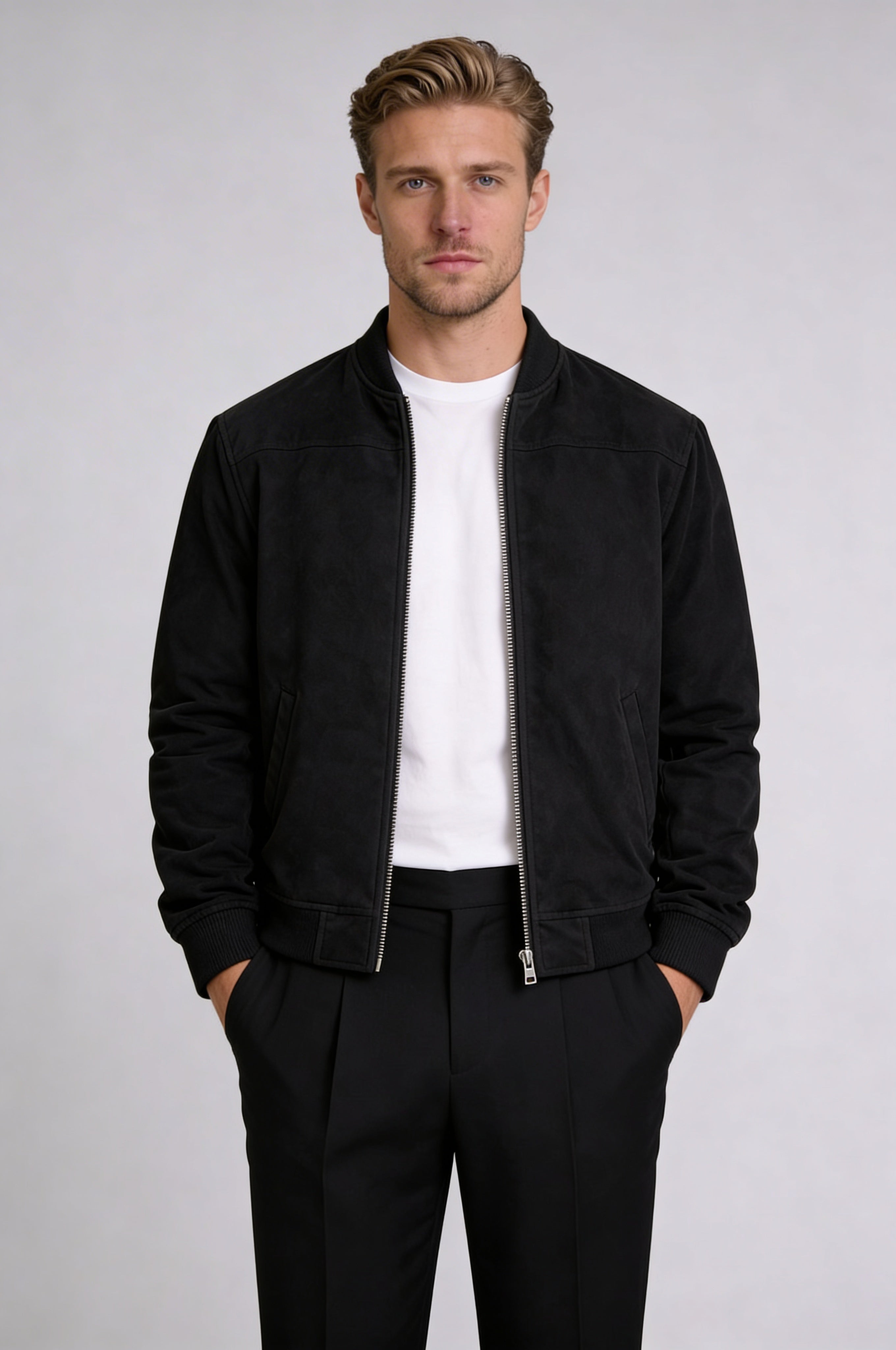 ARVANE SUEDE BOMBER JACKET – BLACK