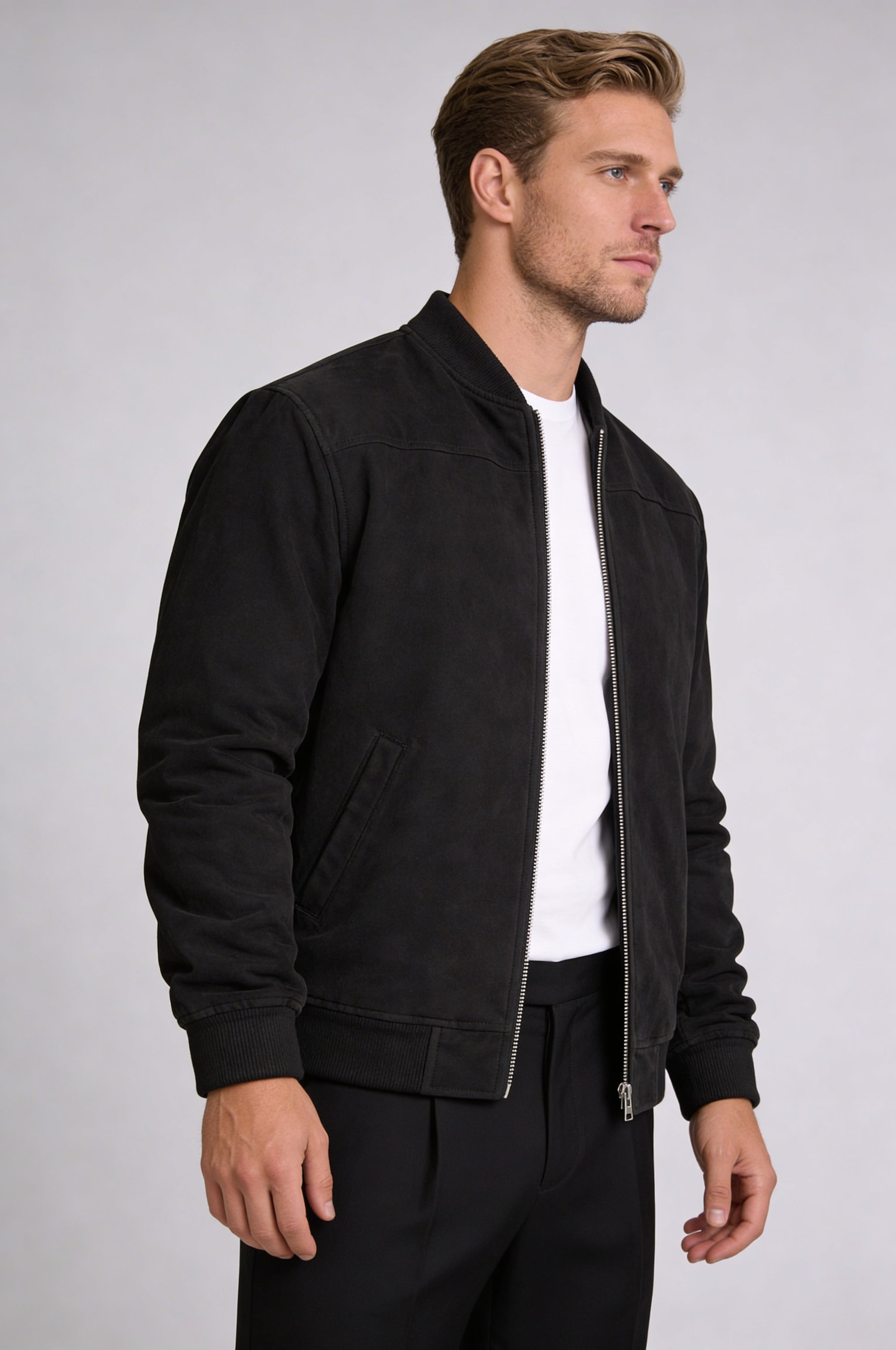 ARVANE SUEDE BOMBER JACKET – BLACK