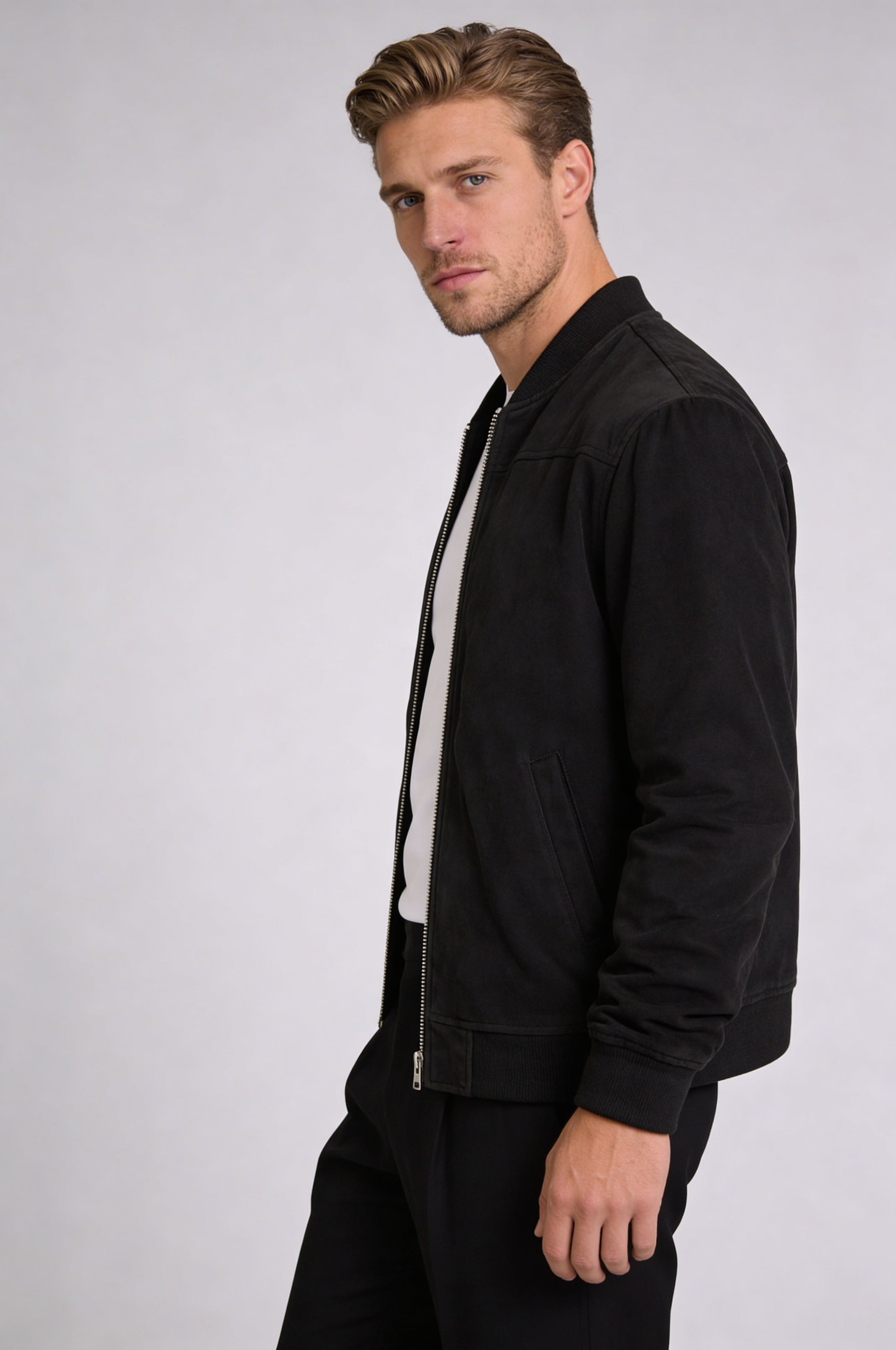 ARVANE SUEDE BOMBER JACKET – BLACK