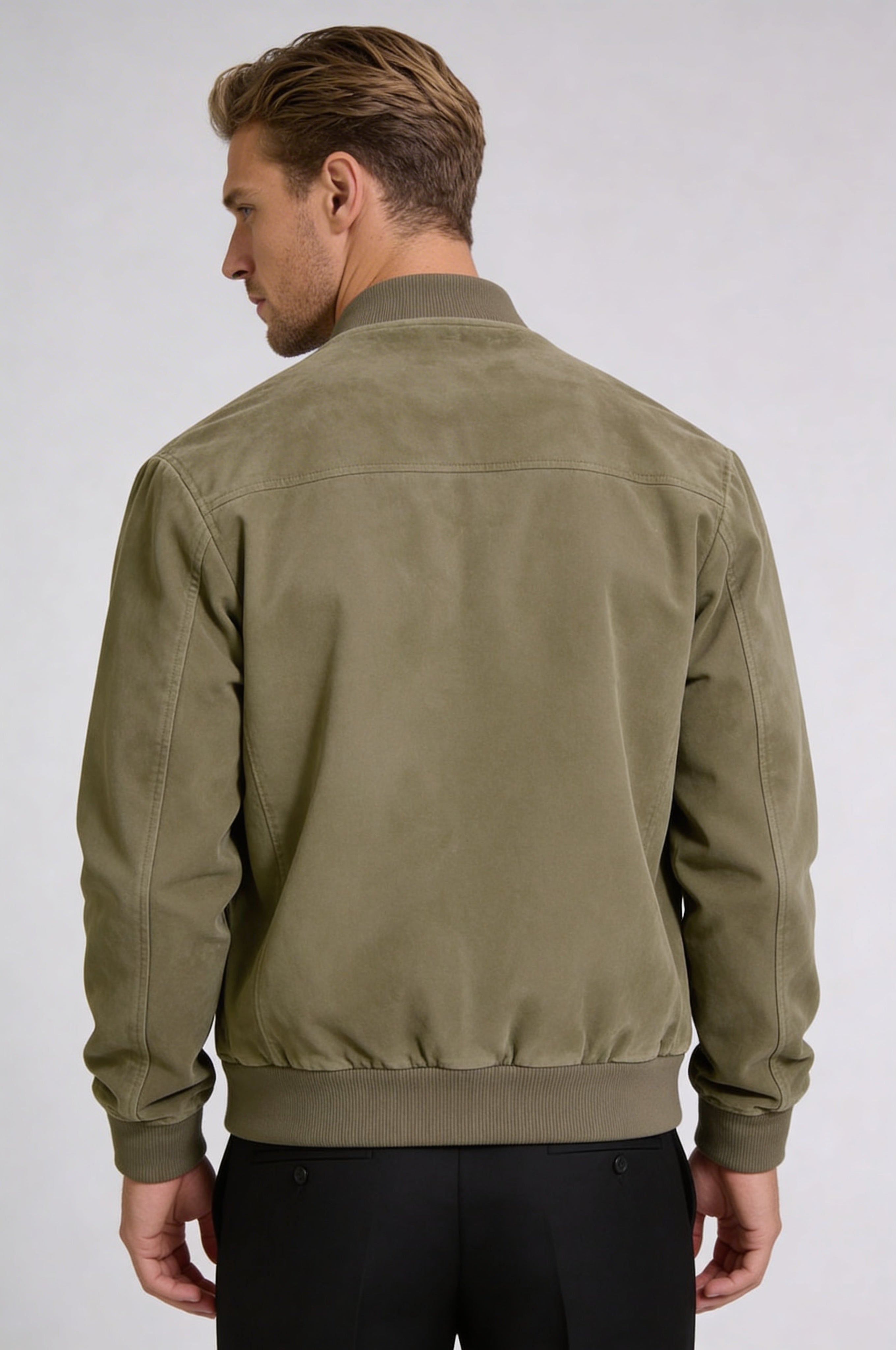 ARVANE SUEDE BOMBER JACKET – GREEN