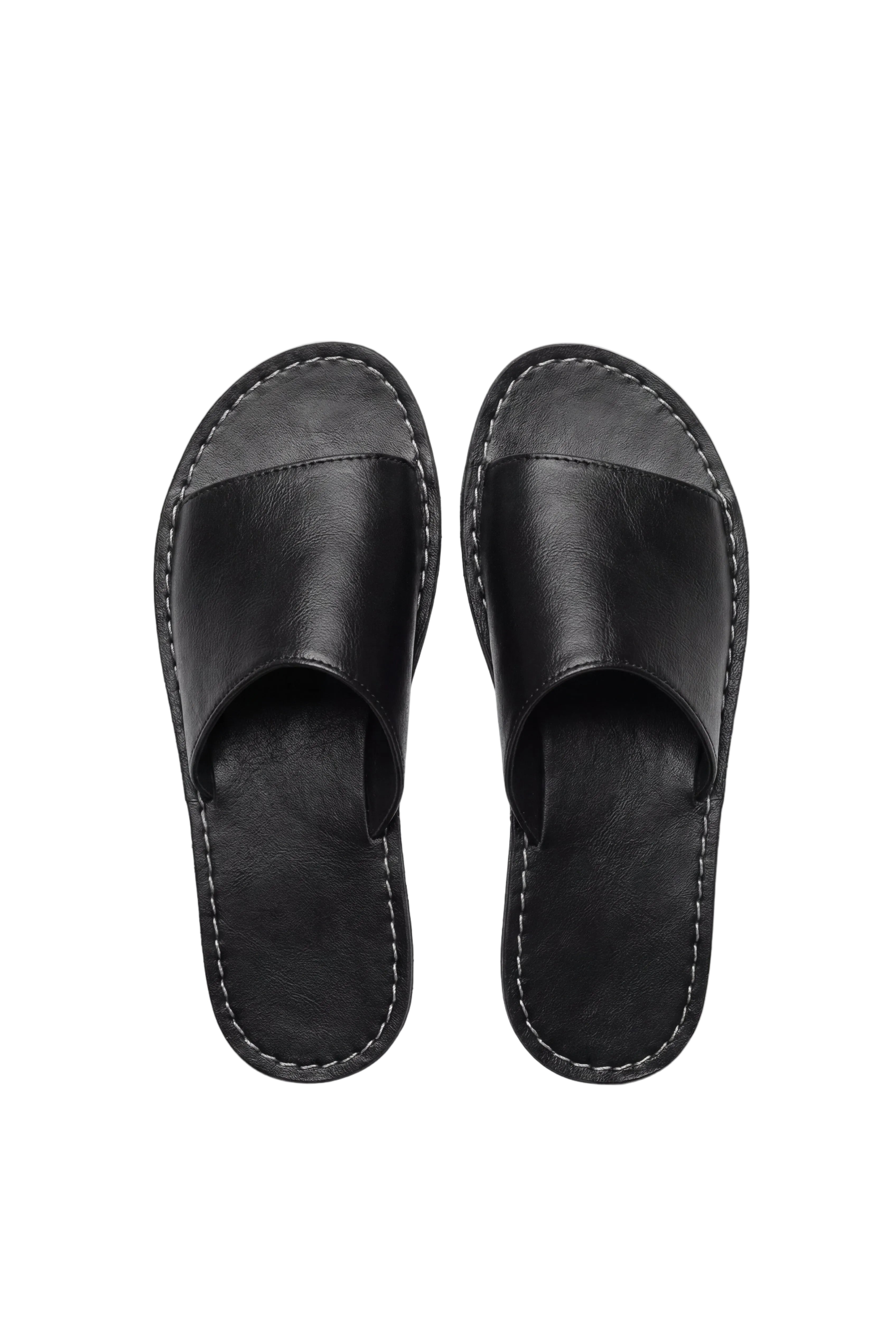 ARVELO LEATHER SLIDE SANDALS – BLACK