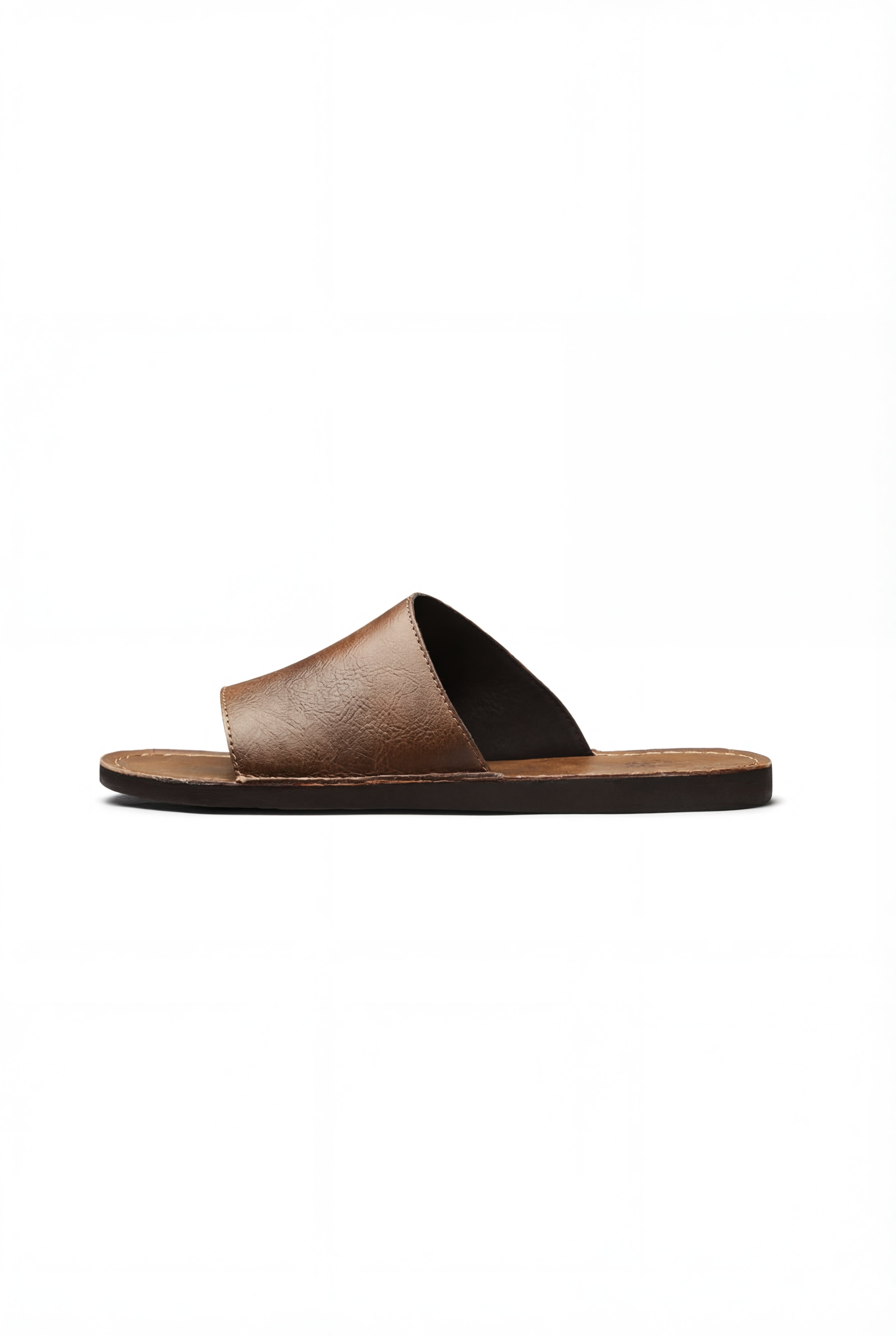 ARVELO LEATHER SLIDE SANDALS – BROWN