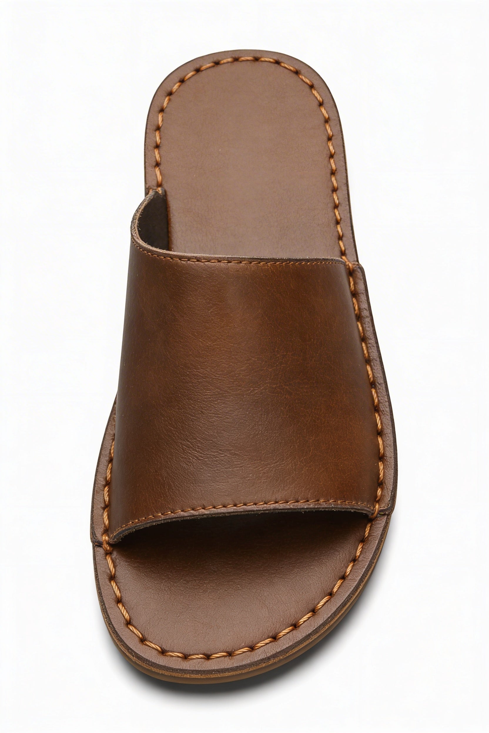 ARVELO LEATHER SLIDE SANDALS – BROWN