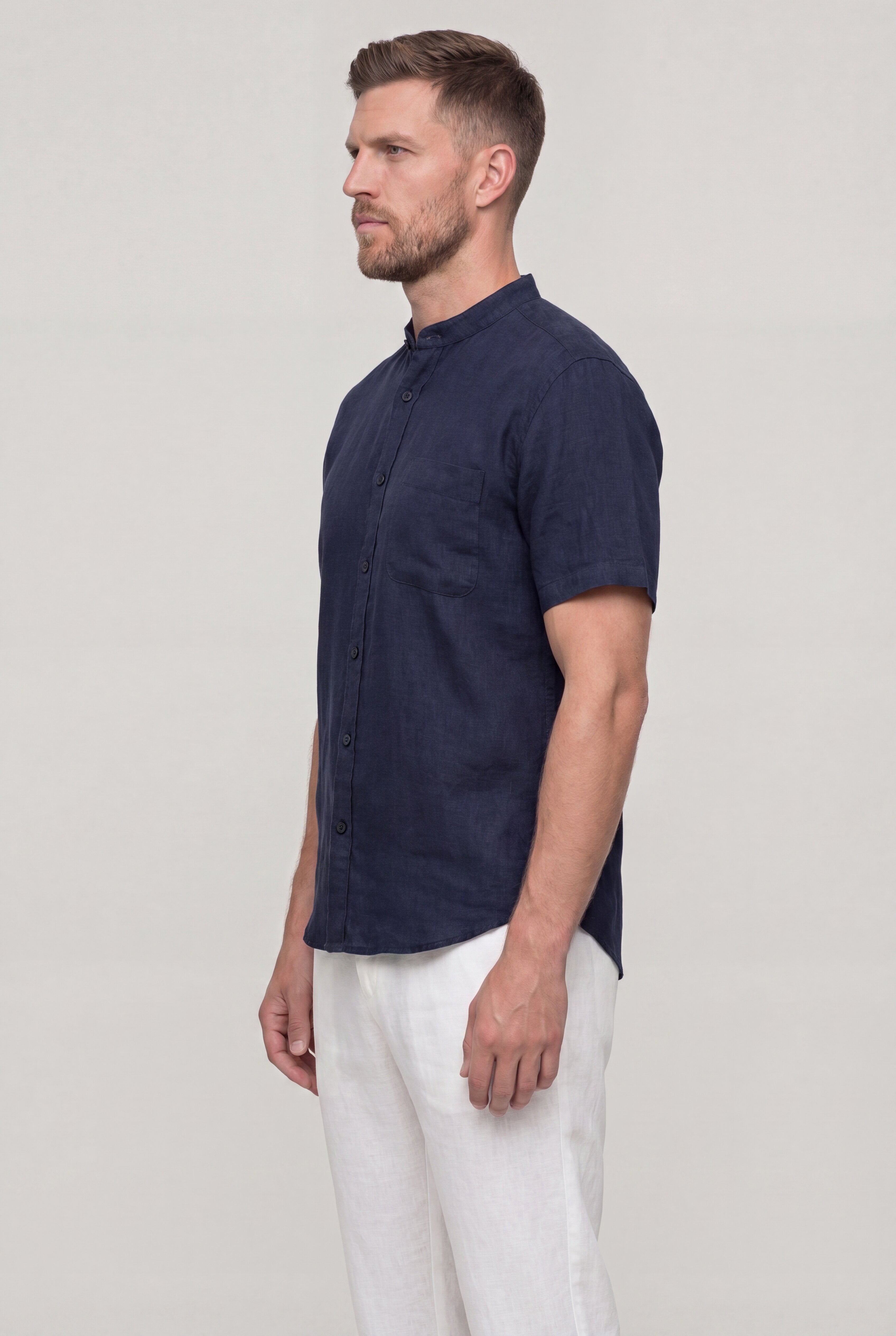 AUREVAN LYOCELL LINEN SHIRT – BLUE