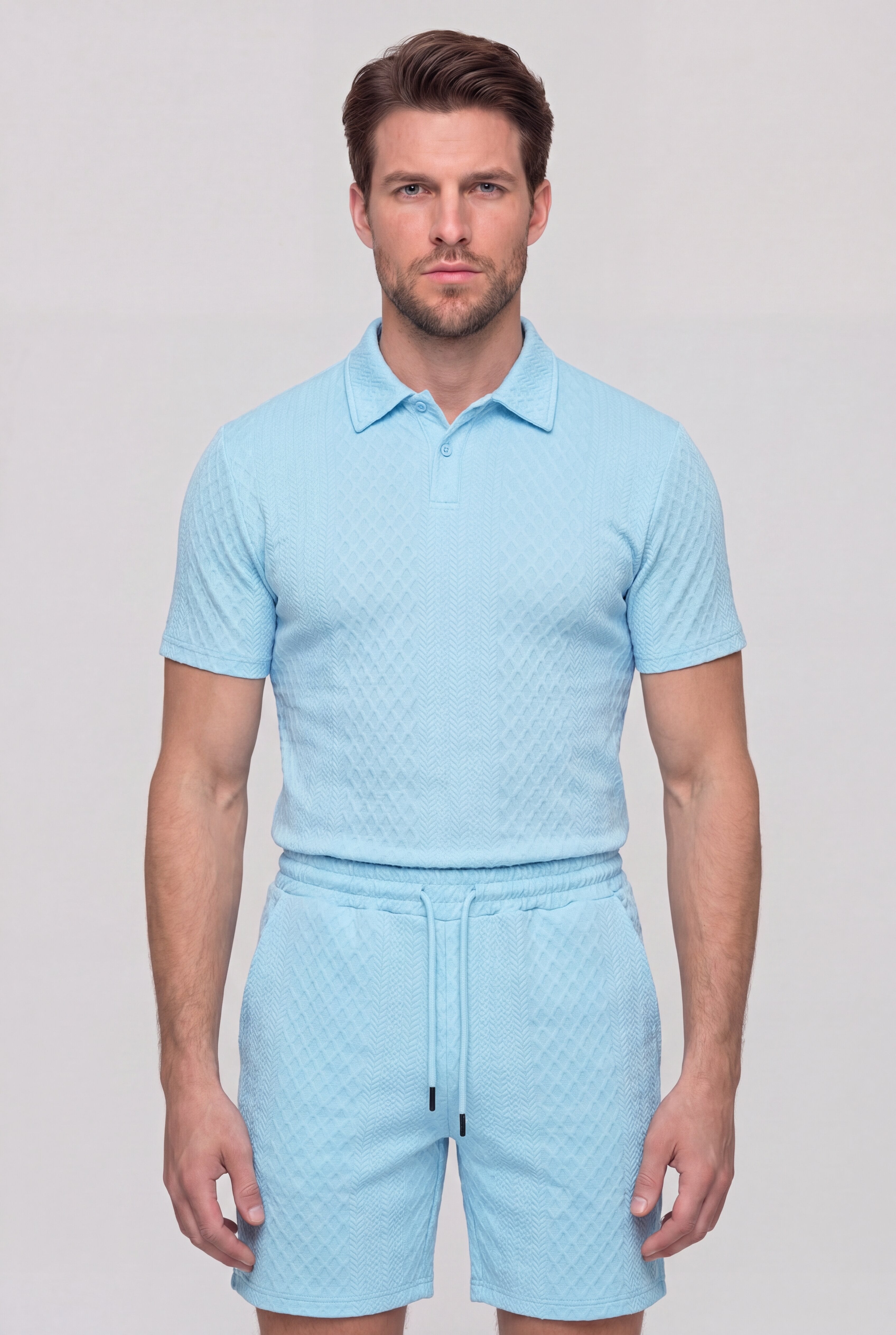 AUREVON JACQUARD POLO SET – BLUE