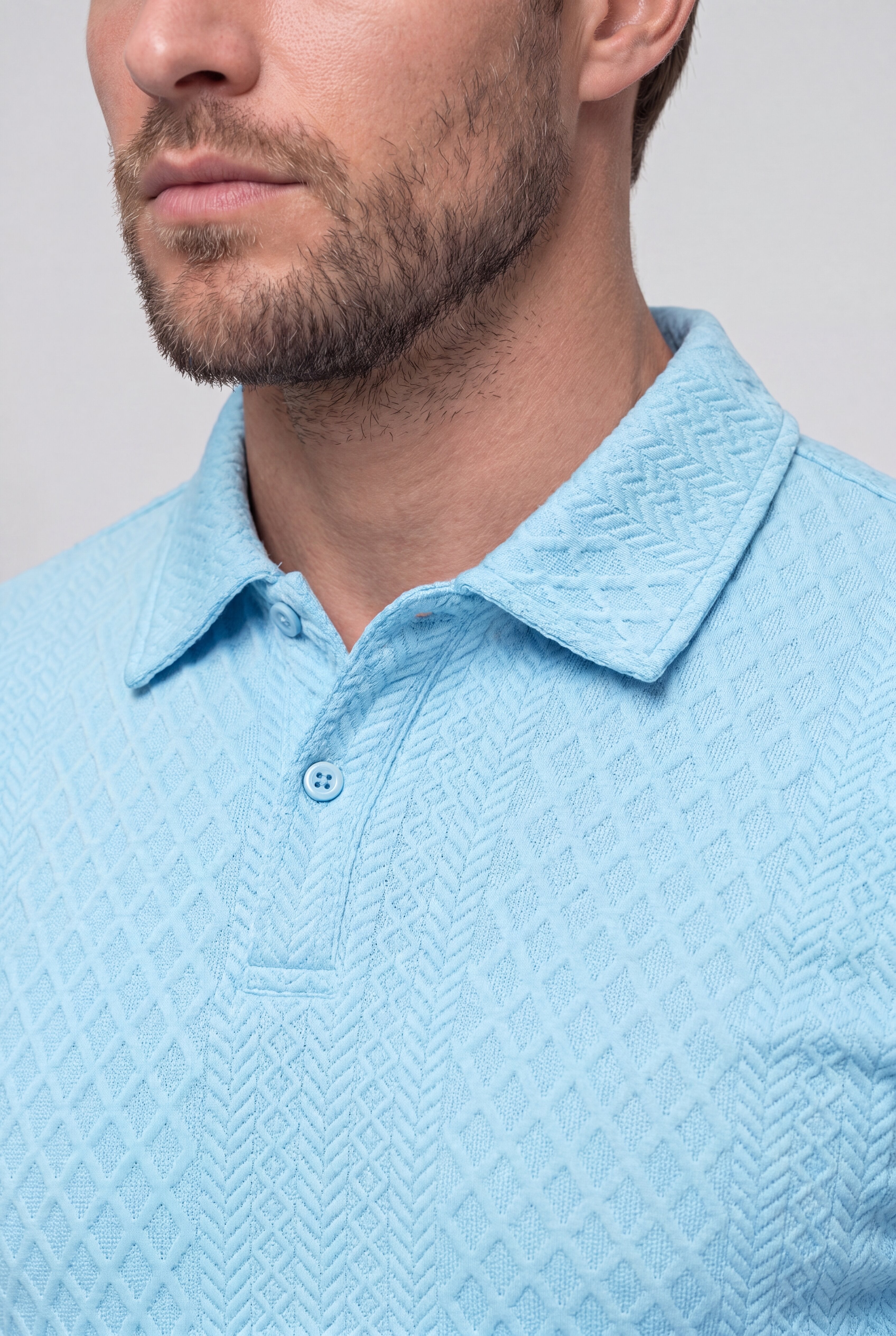 AUREVON JACQUARD POLO SET – BLUE