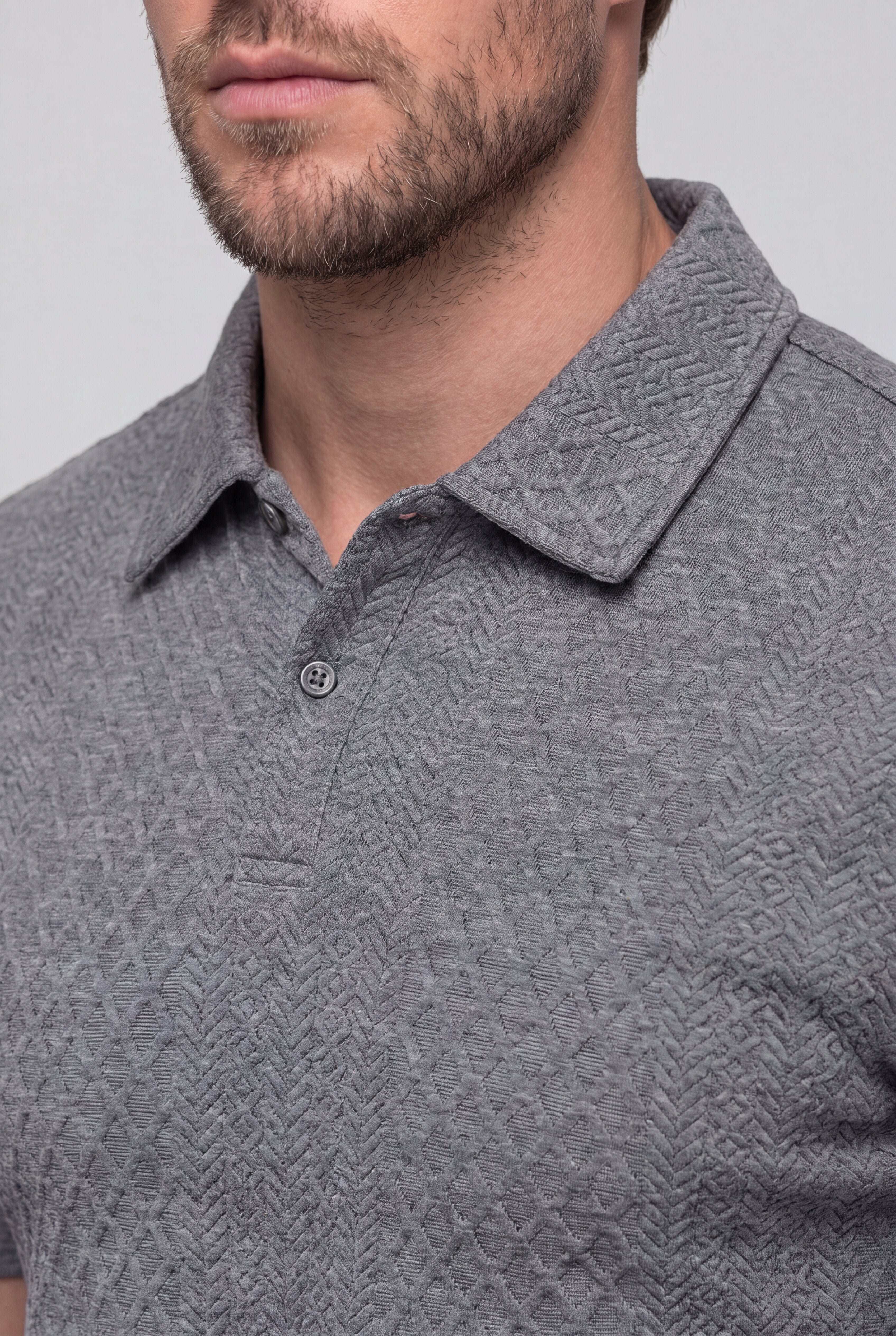 AUREVON JACQUARD POLO SET – GRAY