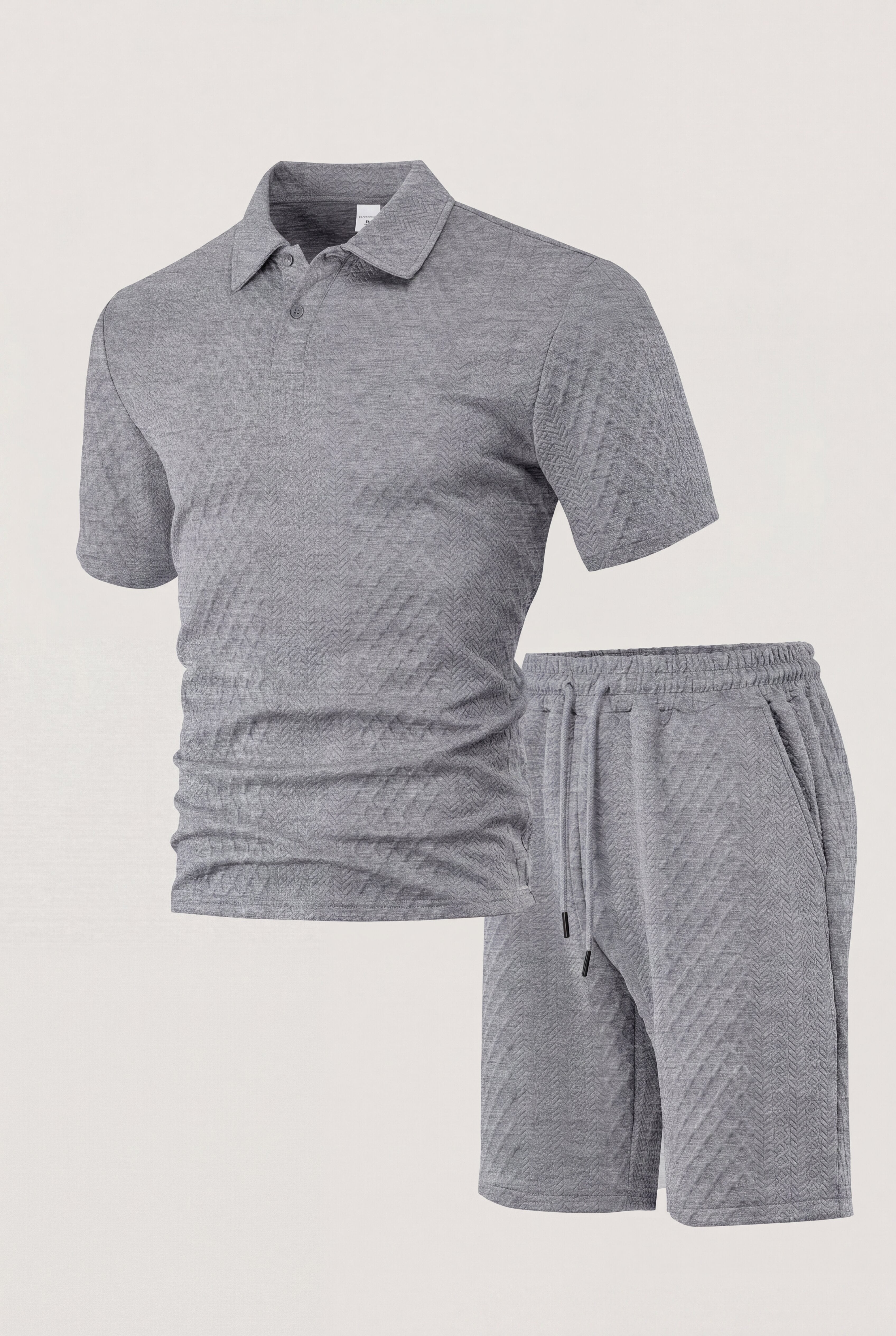 AUREVON JACQUARD POLO SET – GRAY