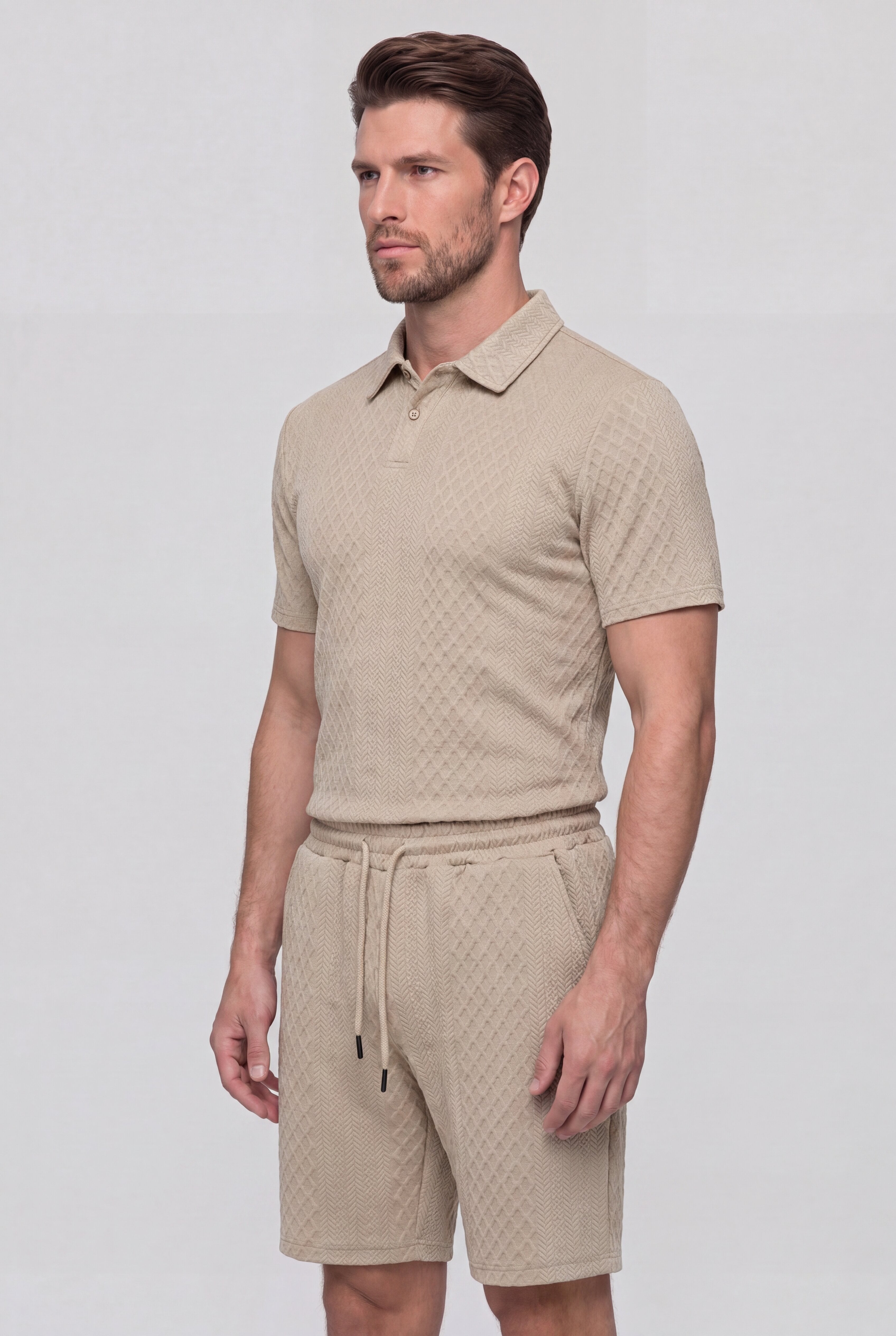AUREVON JACQUARD POLO SET – KHAKI