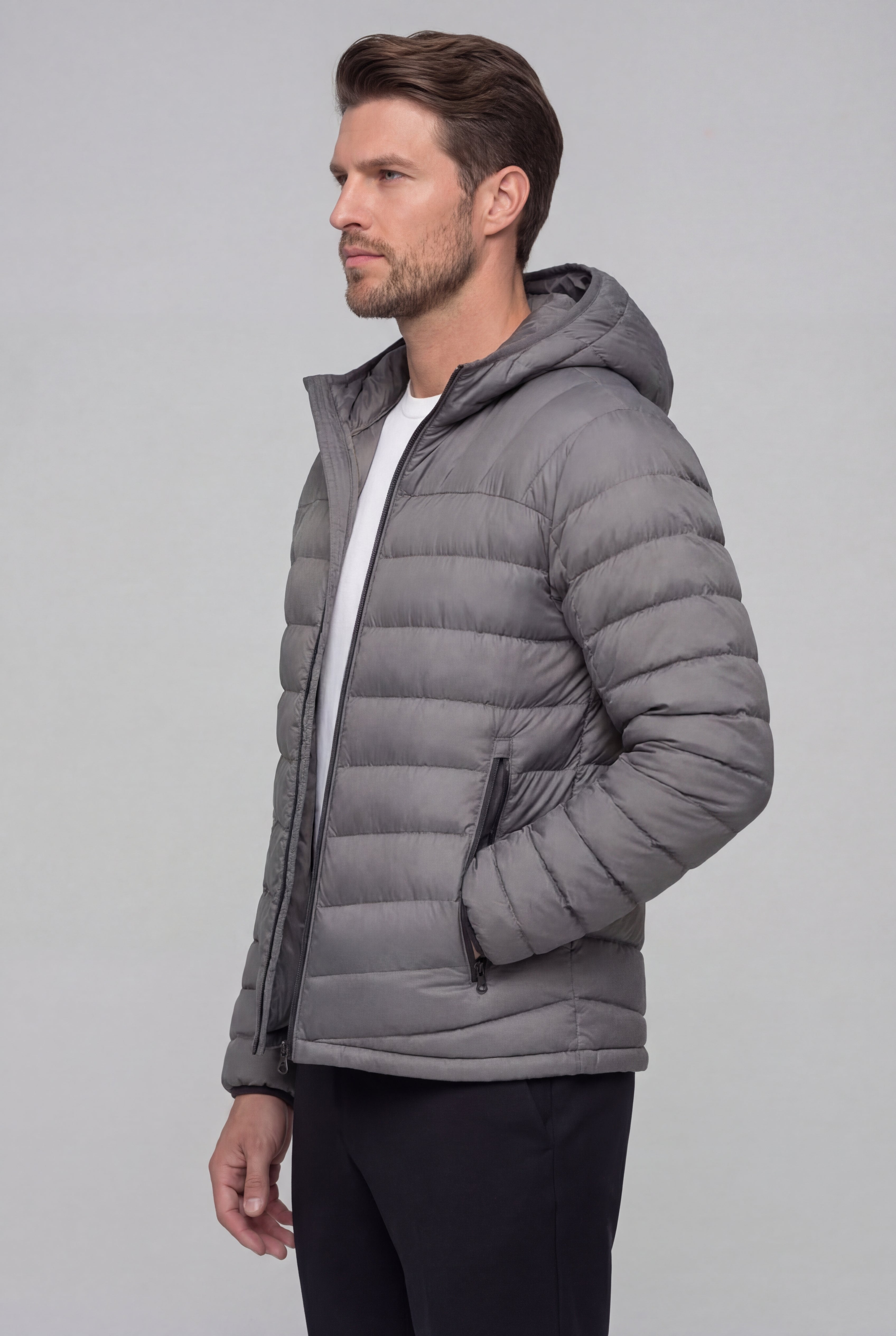 AUREX LIGHTWEIGHT PUFFER JACKET – GRAY