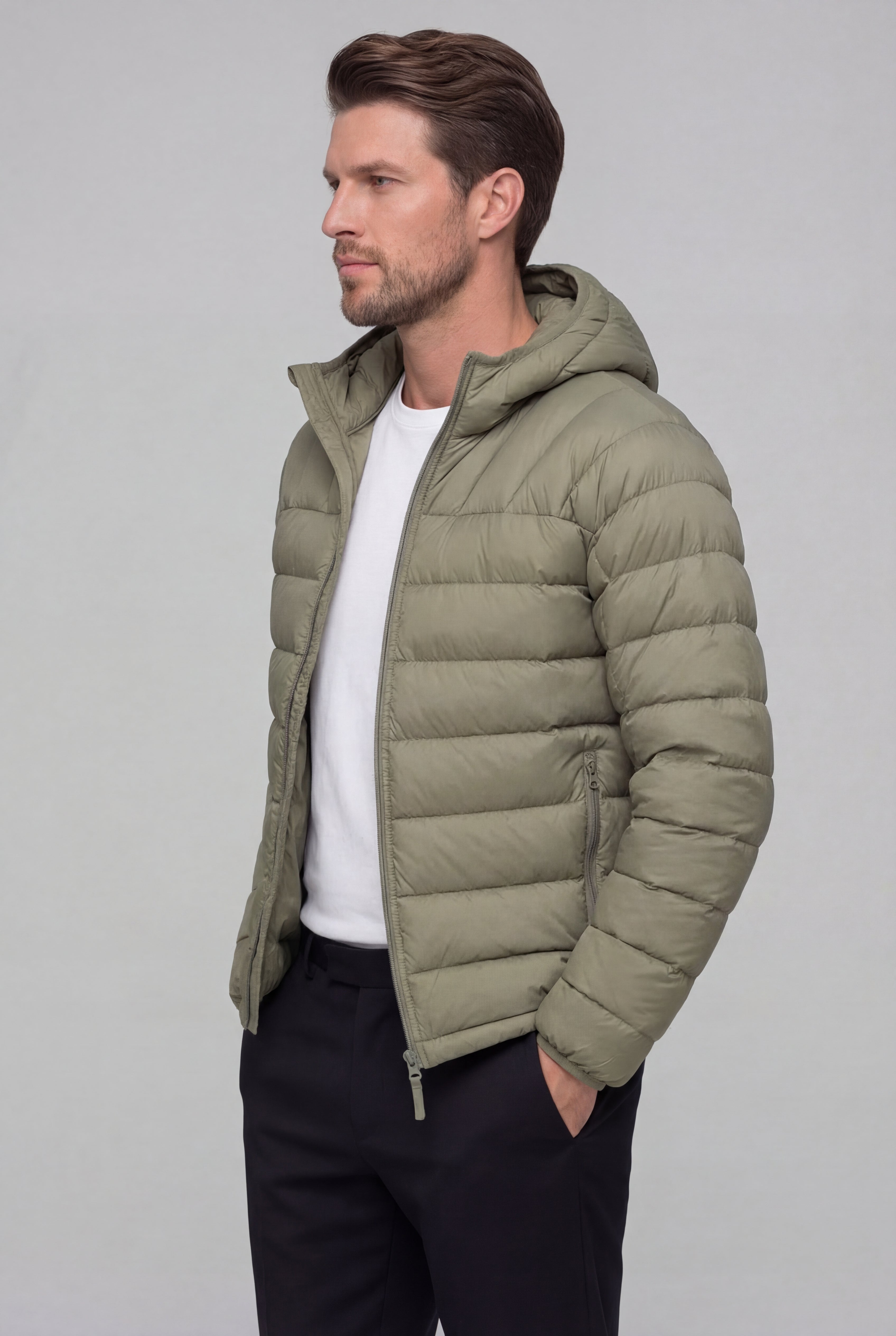 AUREX LIGHTWEIGHT PUFFER JACKET – OLIVE