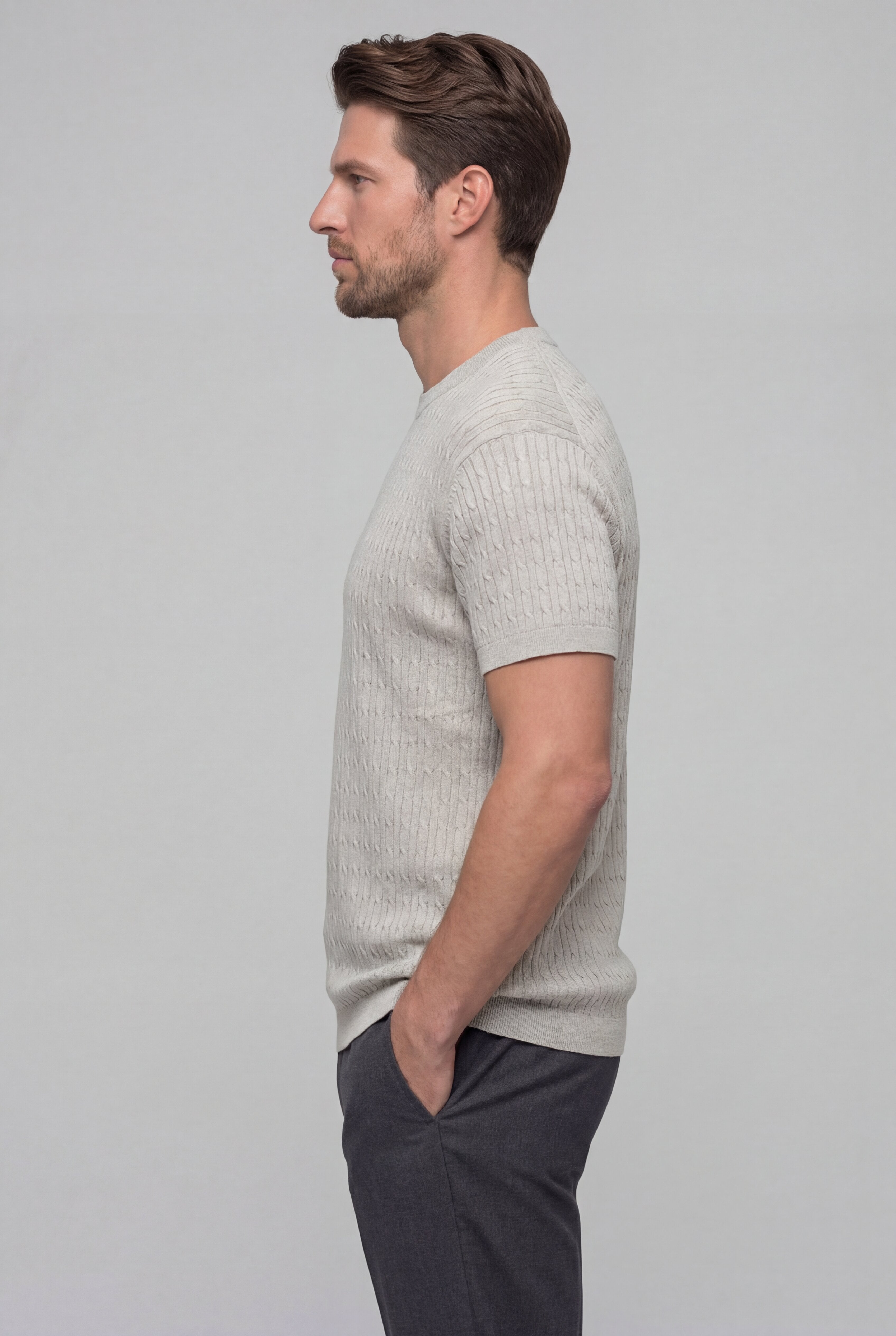 AUSREN TEXTURED KNIT T-SHIRT – KHAKI