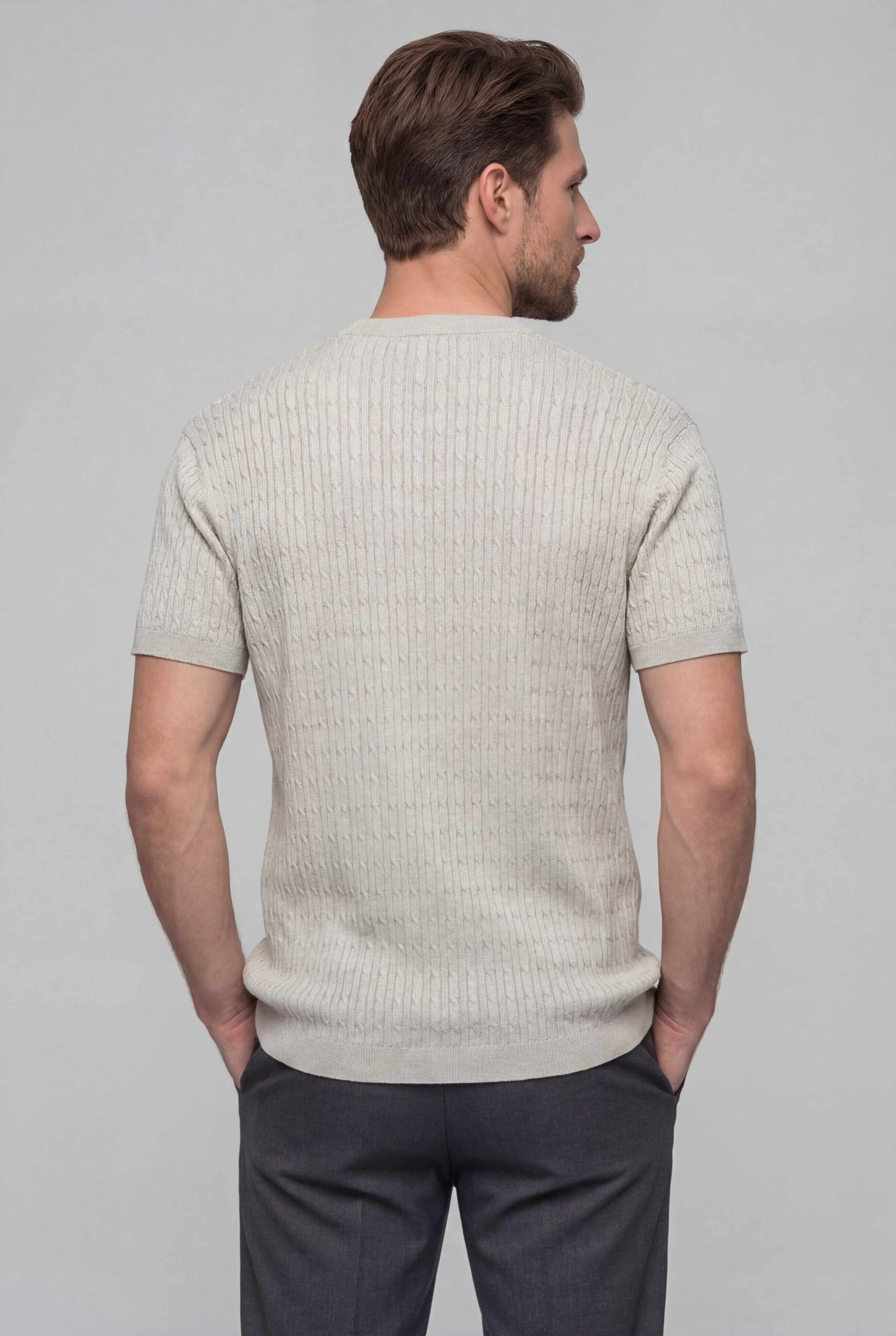 AUSREN TEXTURED KNIT T-SHIRT – KHAKI