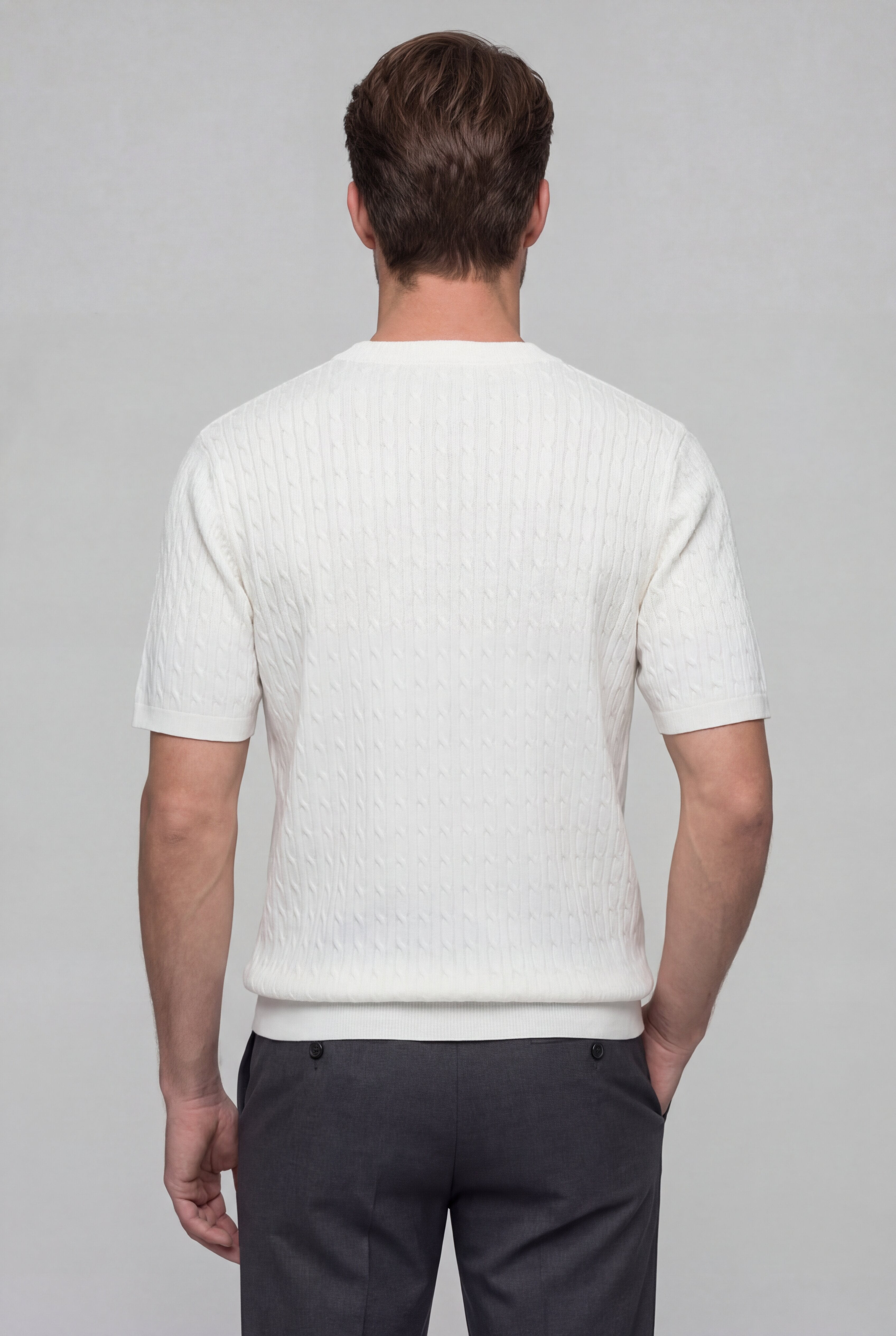 AUSREN TEXTURED KNIT T-SHIRT – WHITE