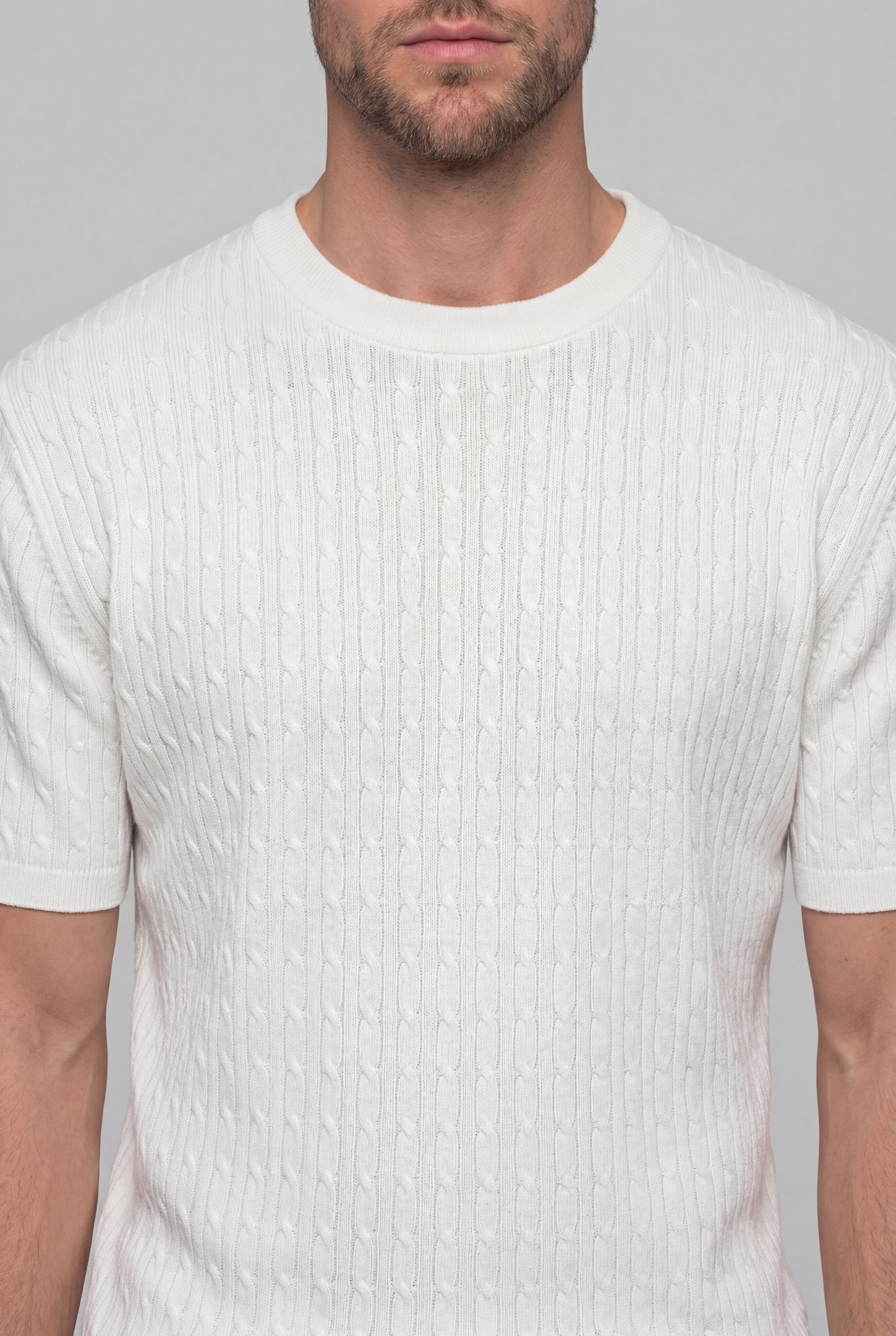 AUSREN TEXTURED KNIT T-SHIRT – WHITE