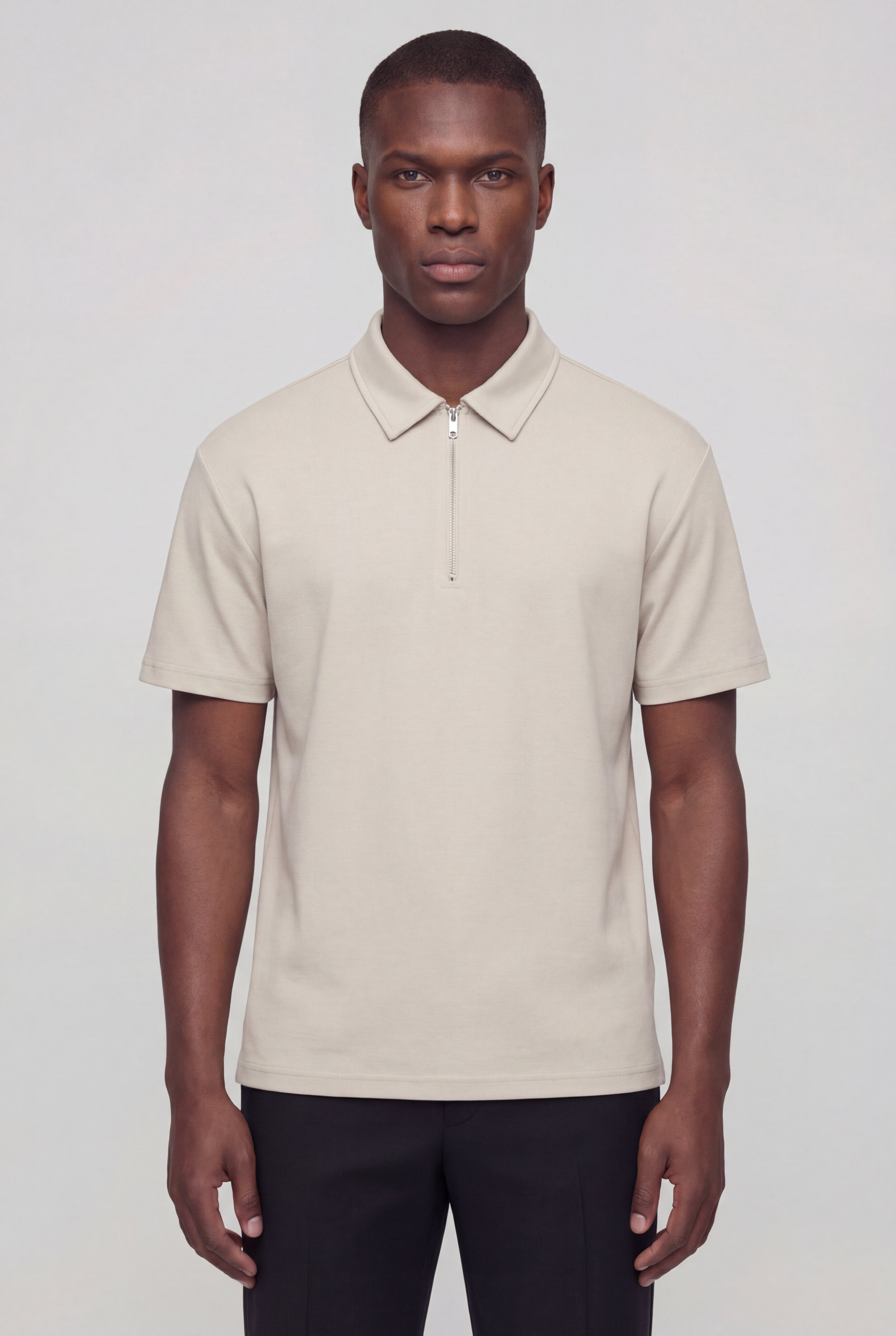 AZERON ZIP POLO T-SHIRT – APRICOT
