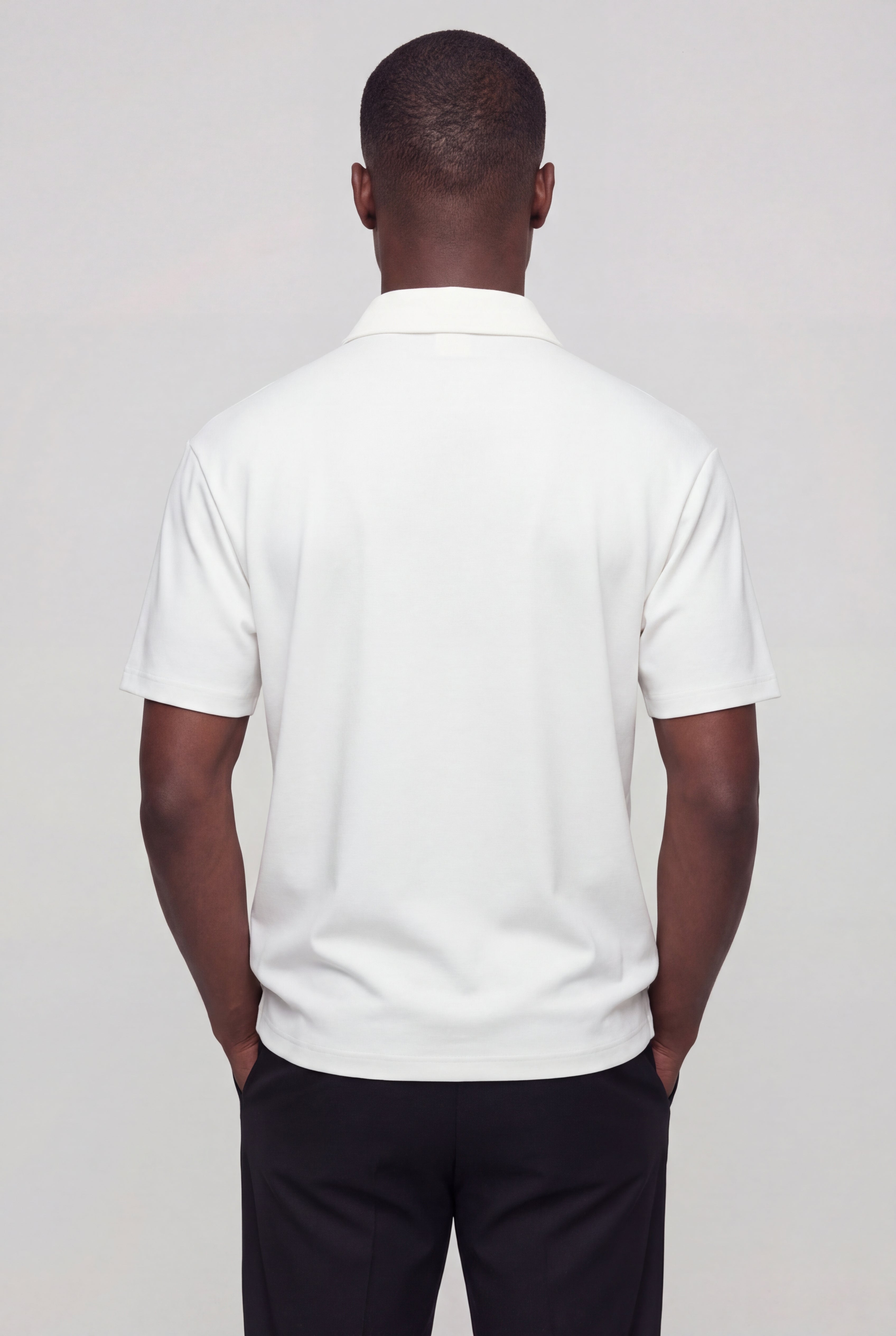 AZERON ZIP POLO T-SHIRT – WHITE