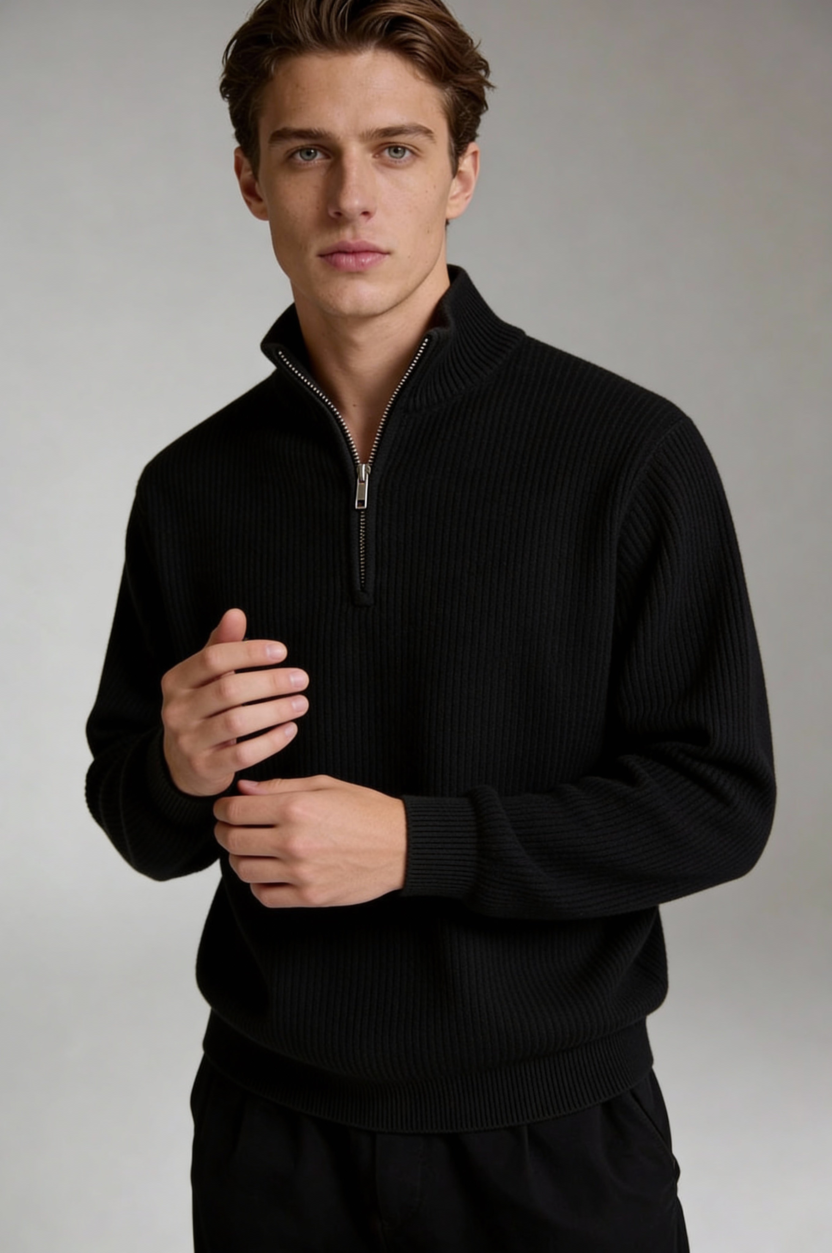 Ardenholt Quarter-Zip Sweater – Black