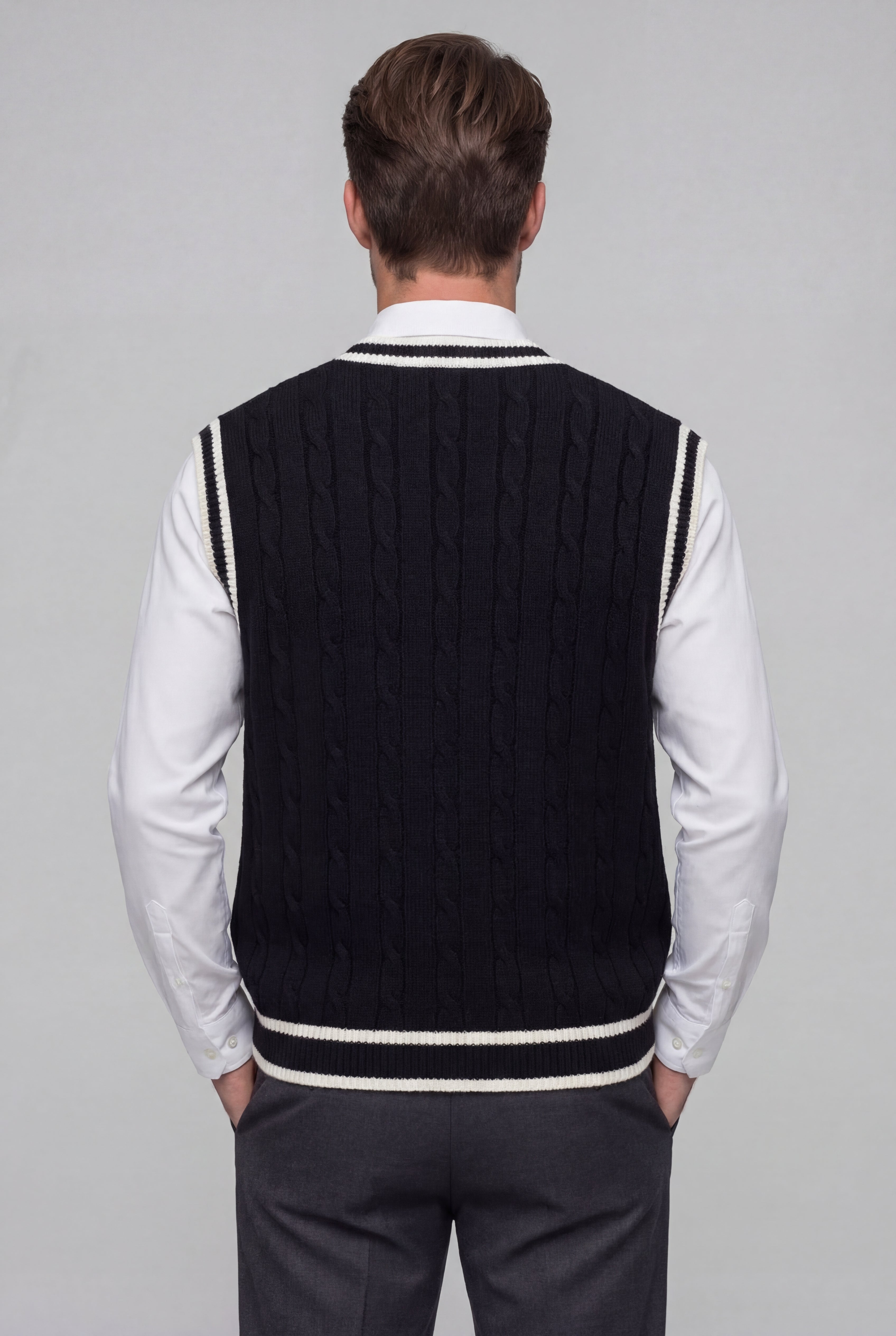 BALIN KNIT V-NECK VEST - BLACK