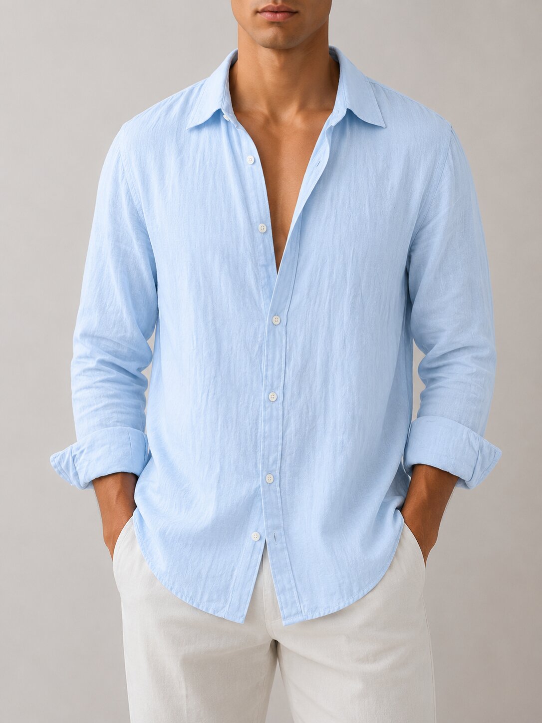 CALVIRO LINEN SHIRT – LIGHT BLUE