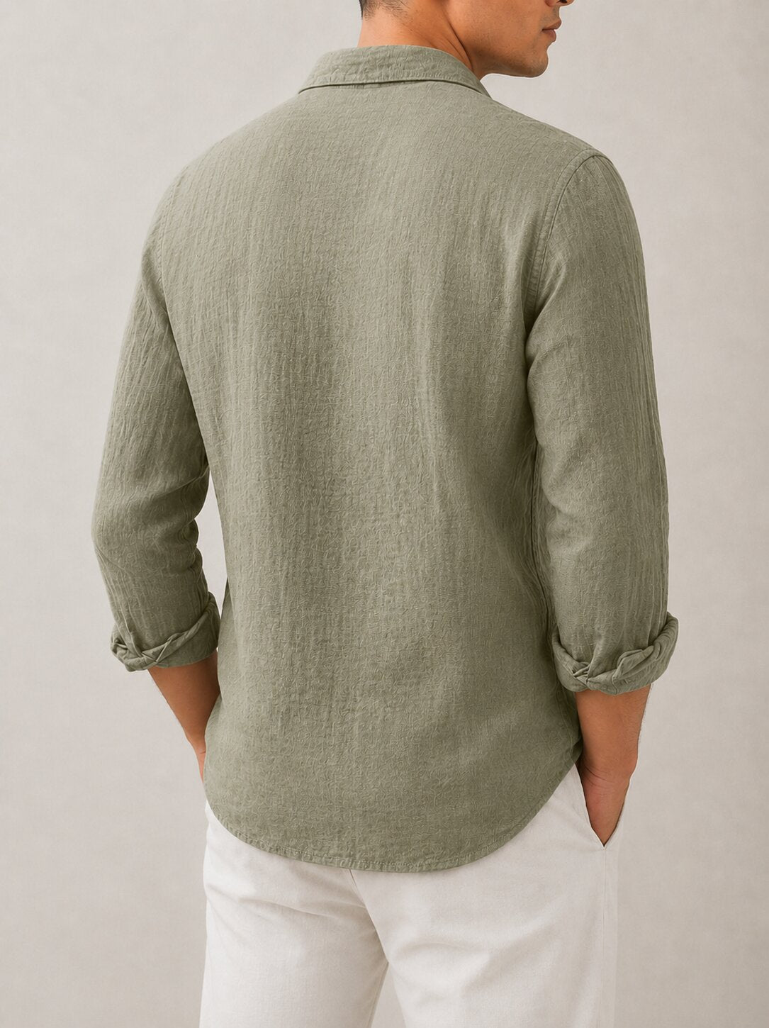 CALVIRO LINEN SHIRT – GREEN