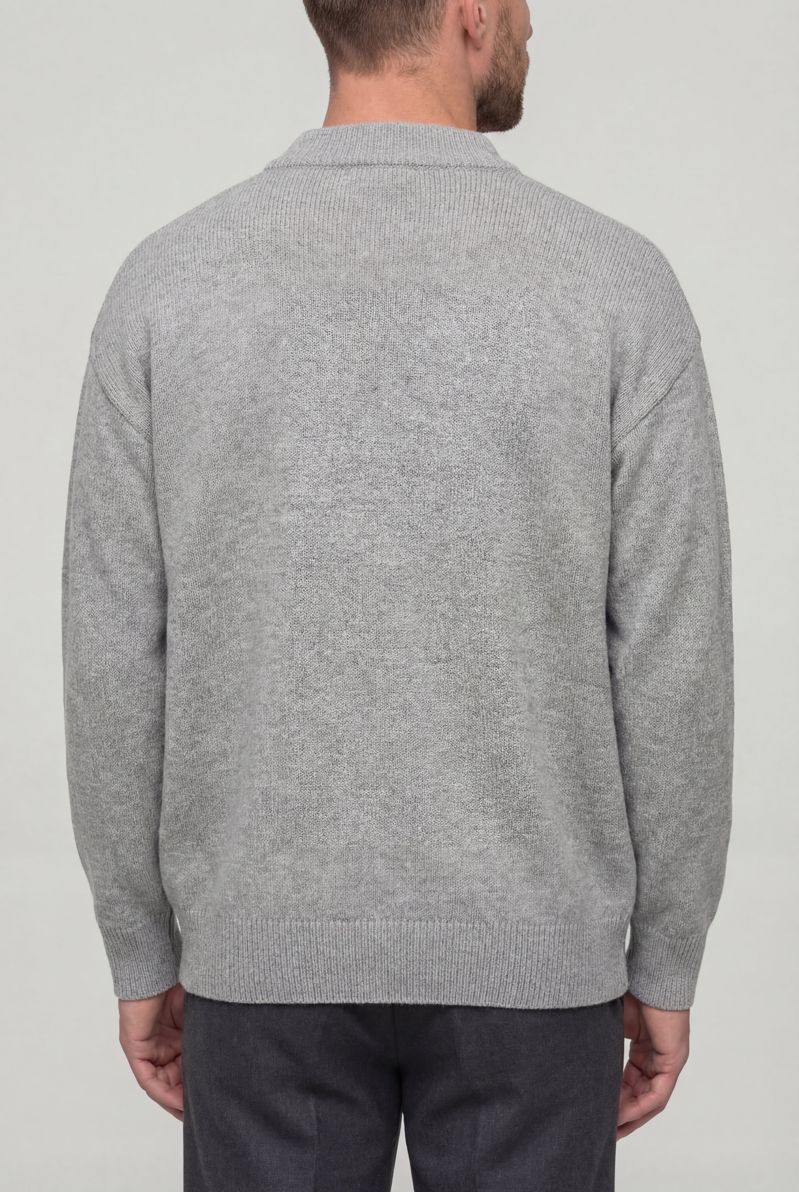 CALVOR HENLEY KNIT SWEATER – GRAY