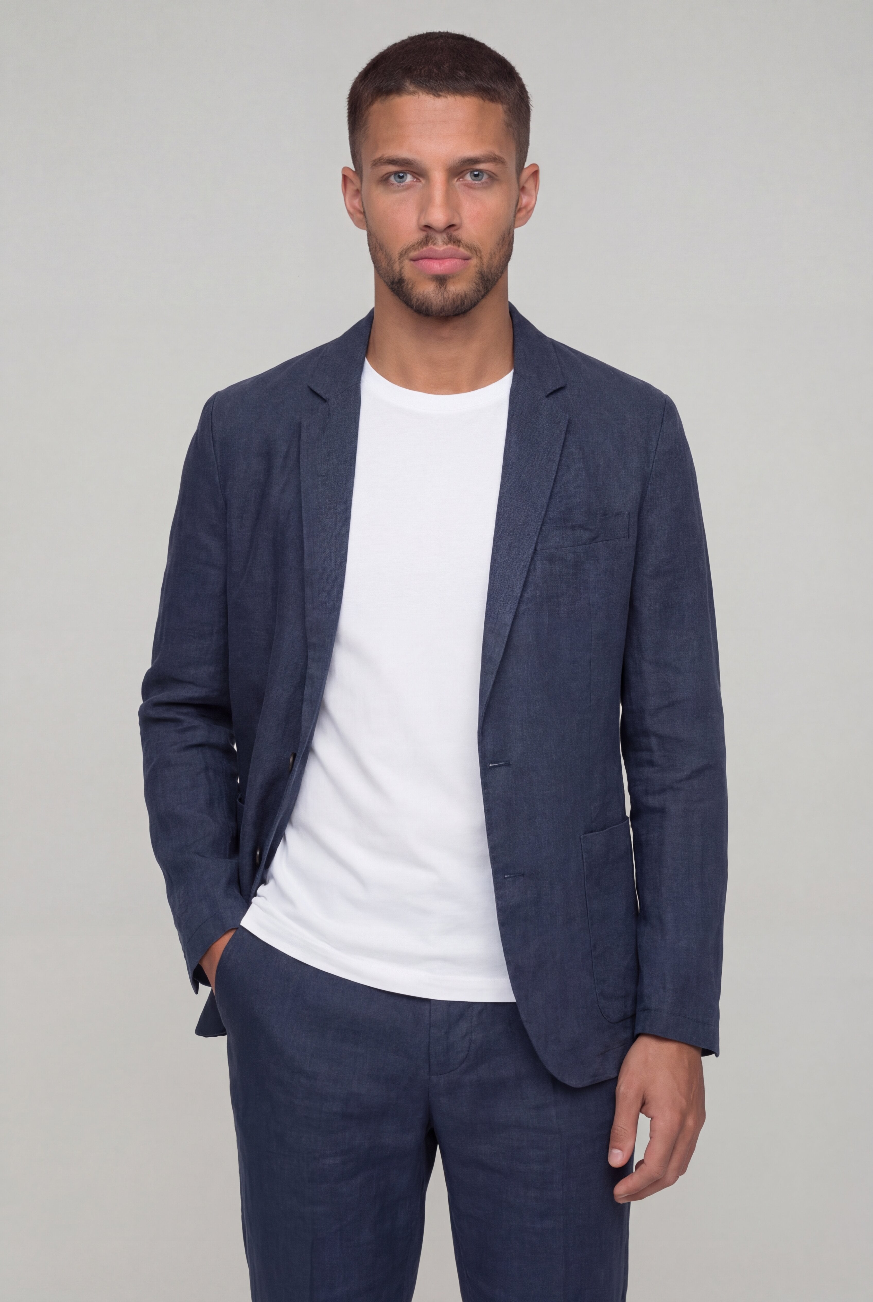 COLEQ LINEN SUIT SET – NAVY