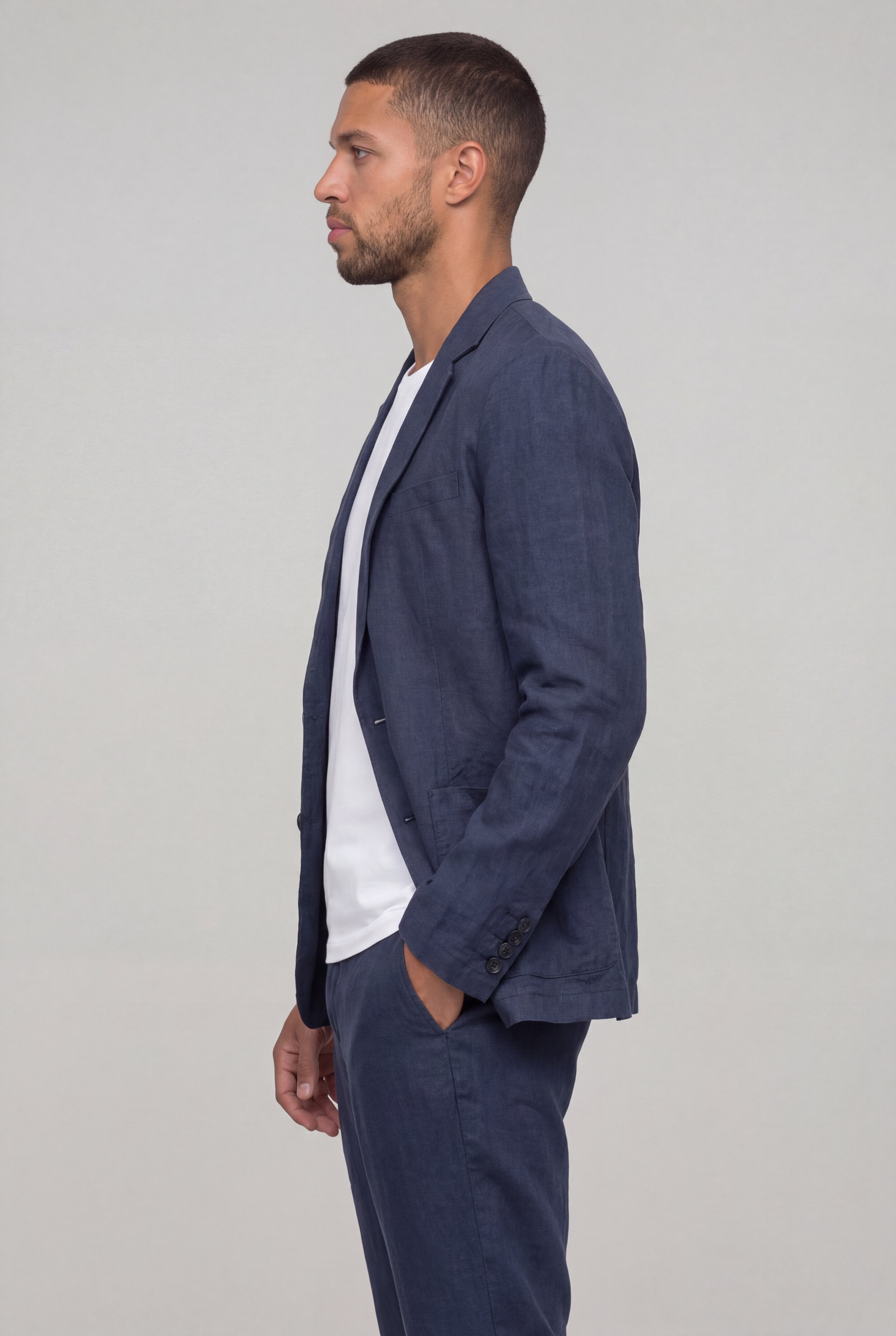 COLEQ LINEN SUIT SET – NAVY