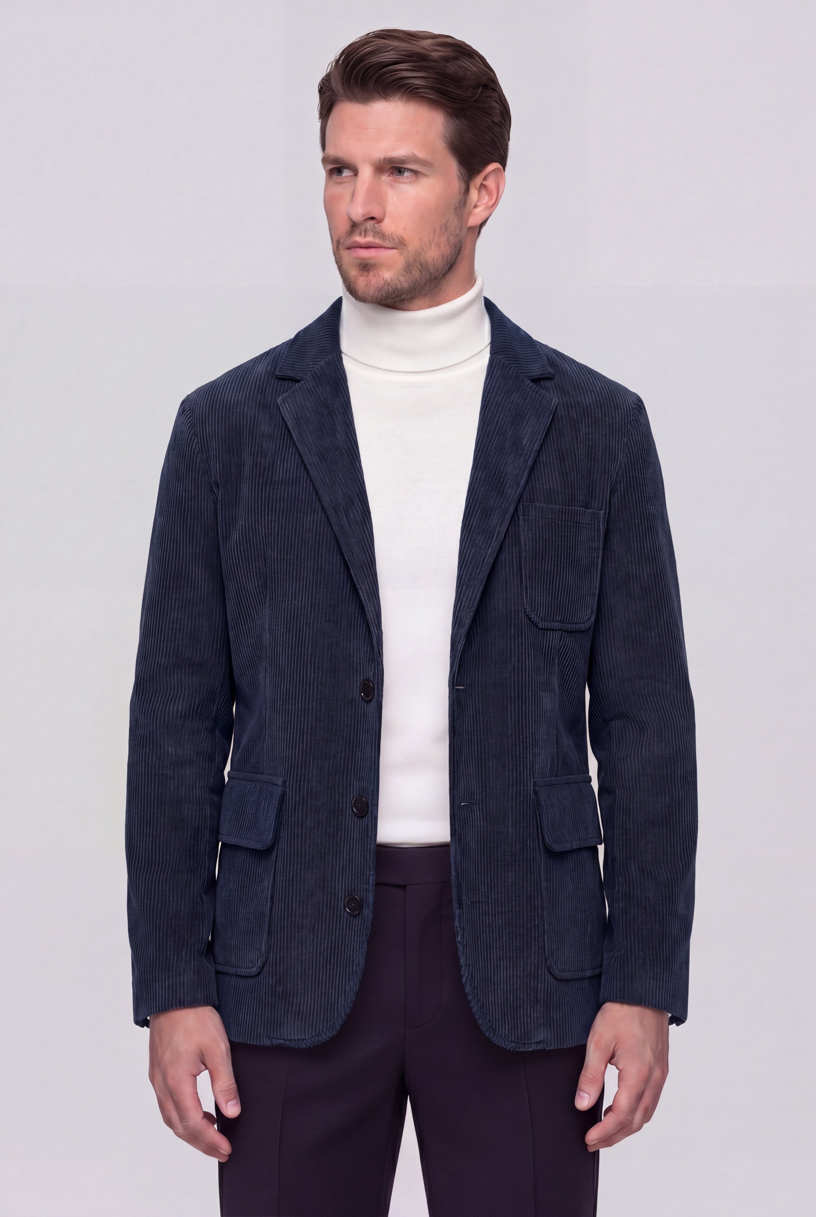 CORDUROY CASUAL BLAZER - BLUE