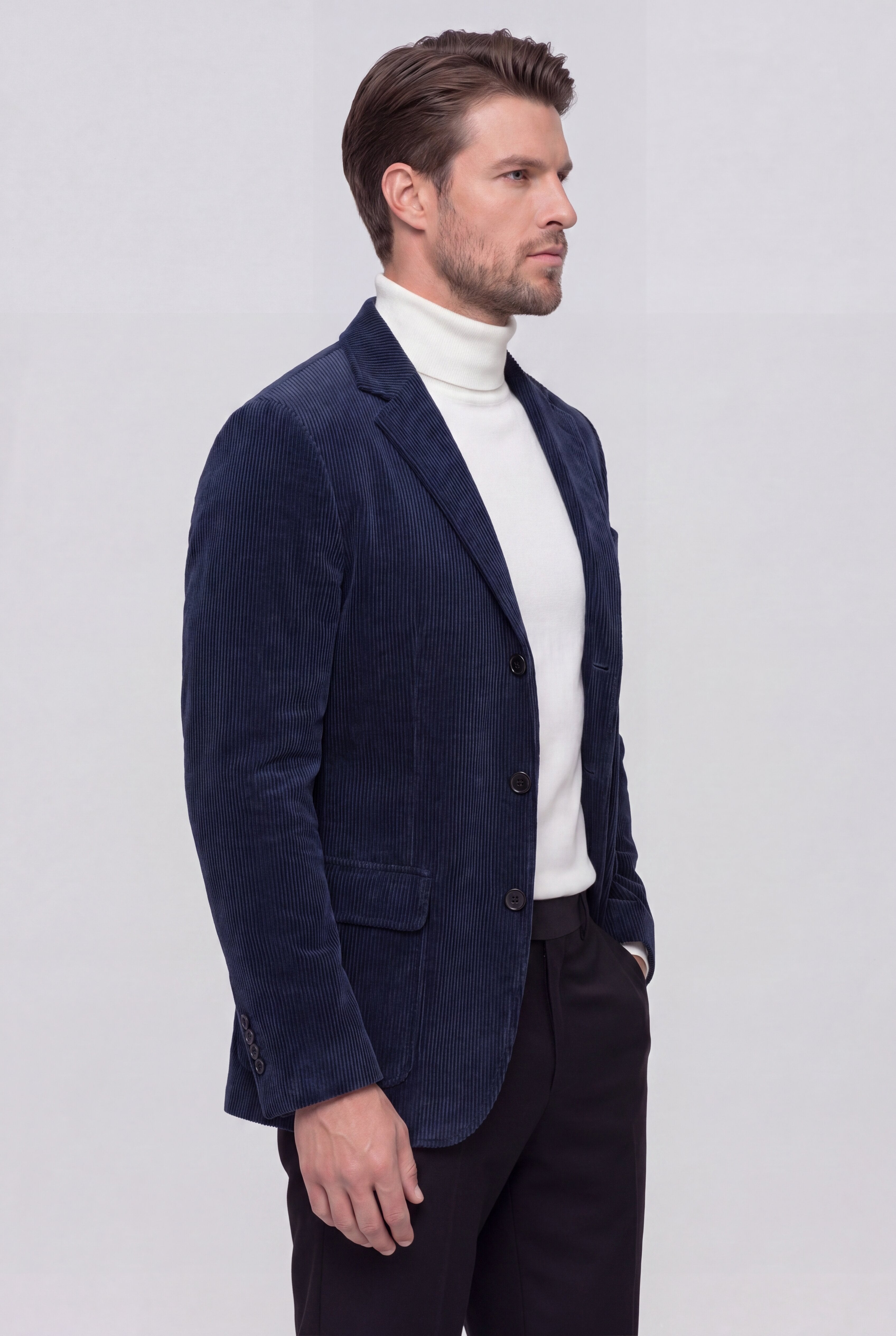 CORDUROY CASUAL BLAZER - BLUE