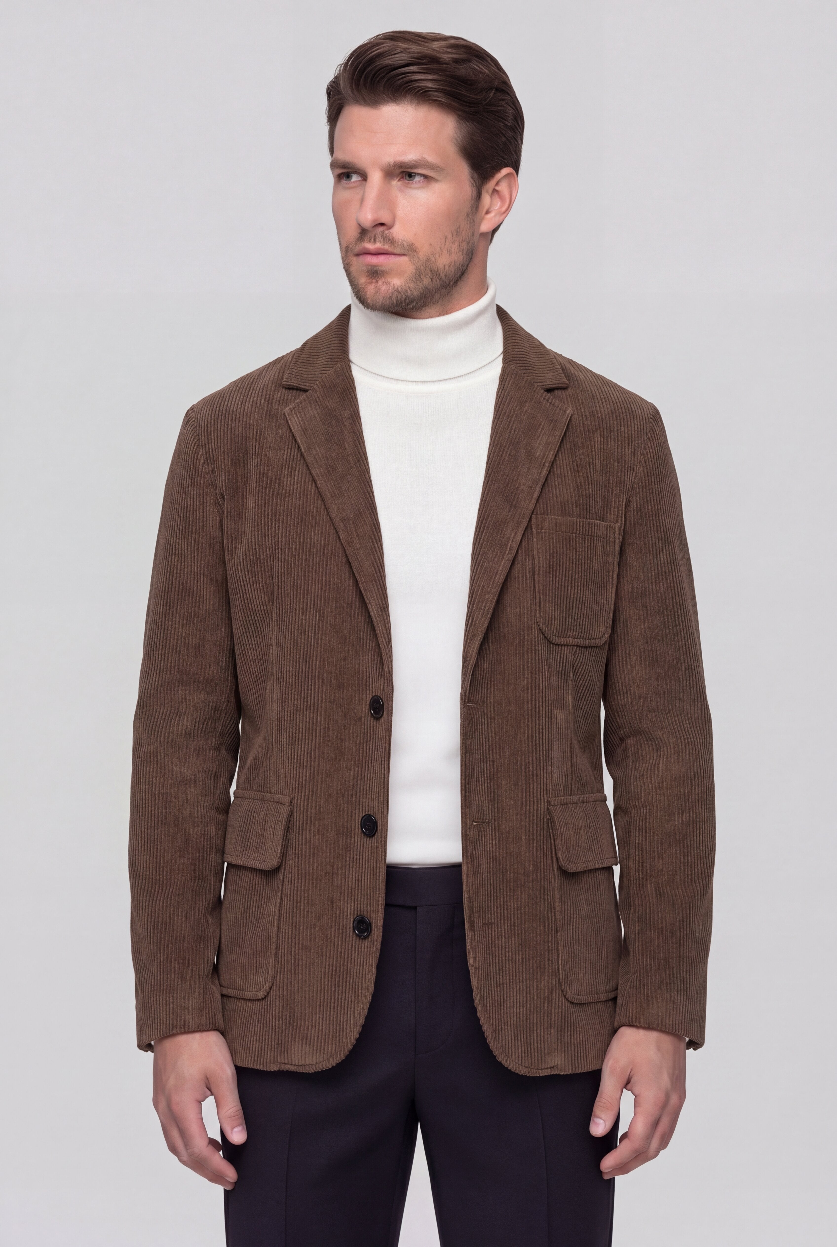 CORDUROY CASUAL BLAZER - BROWN