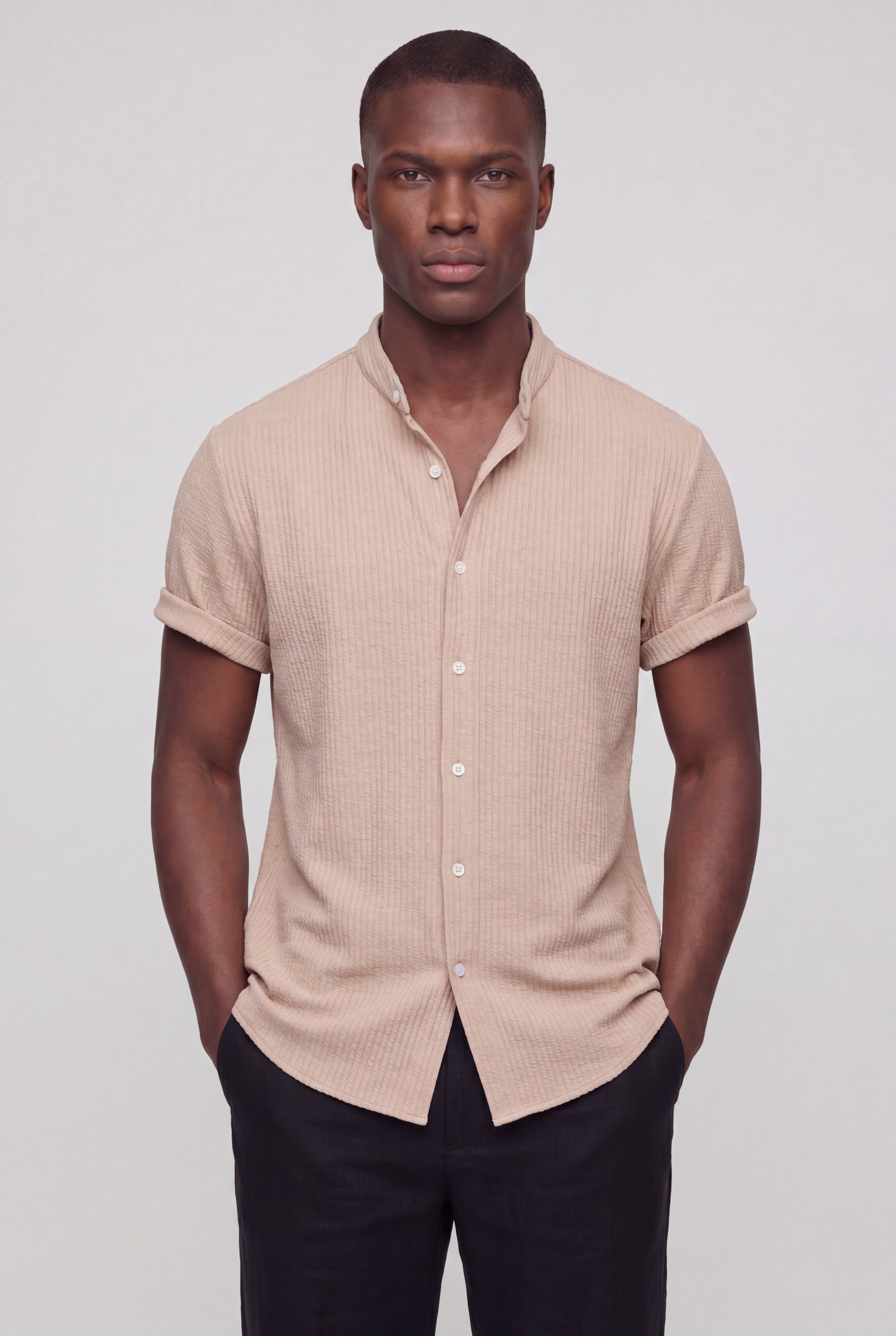 CYNTARO TEXTURED SHIRT – BROWN
