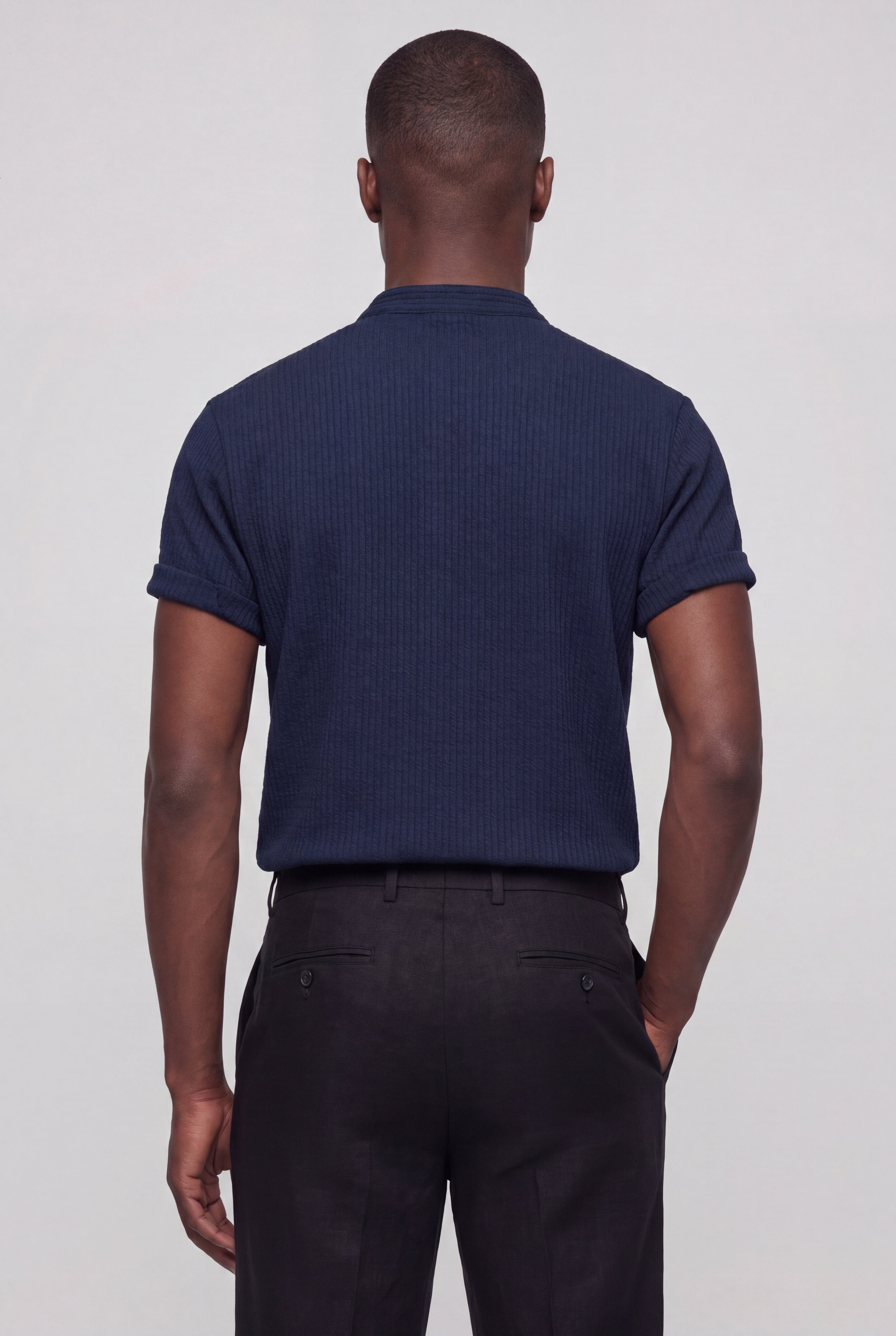 CYNTARO TEXTURED SHIRT – NAVY