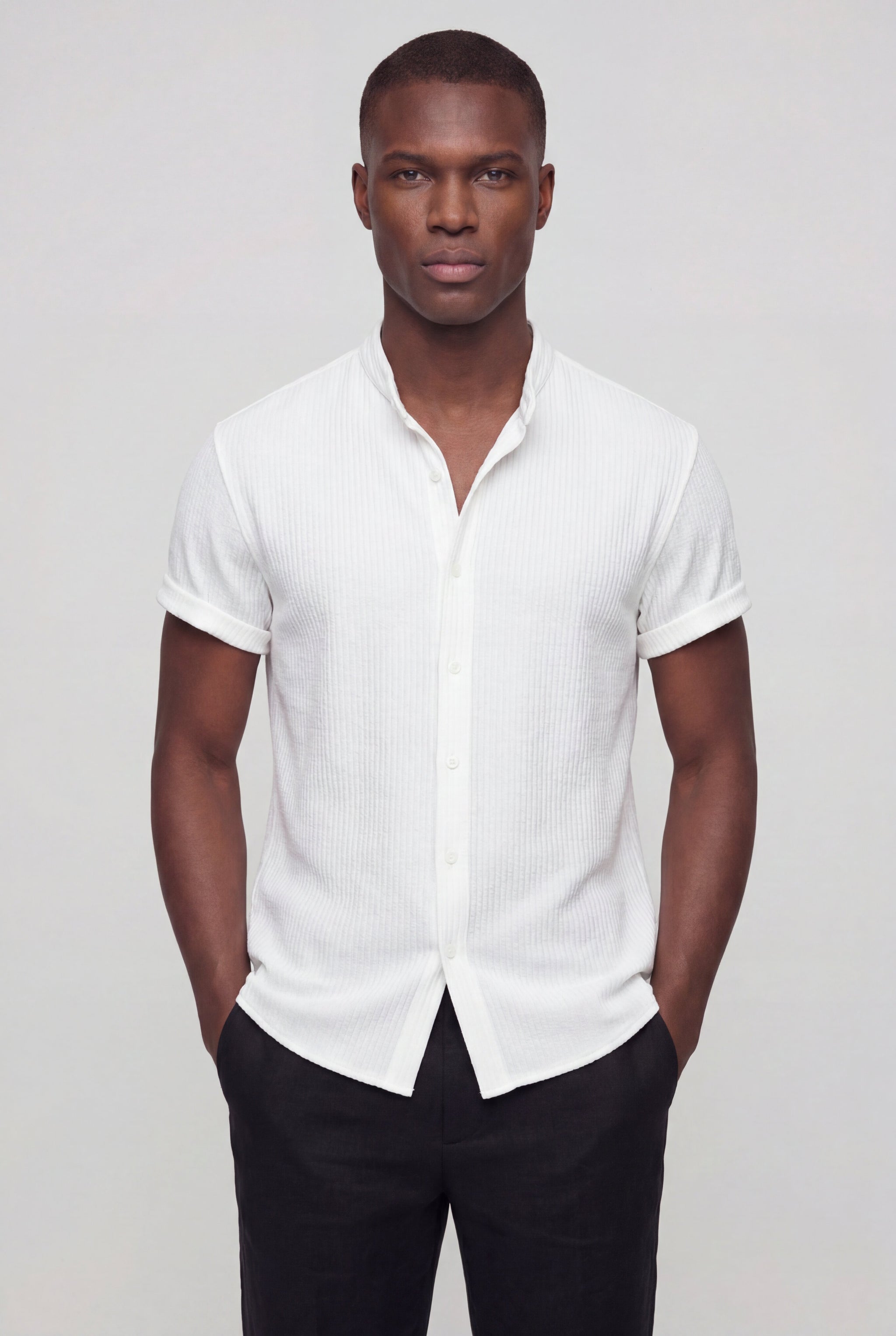 CYNTARO TEXTURED SHIRT – WHITE