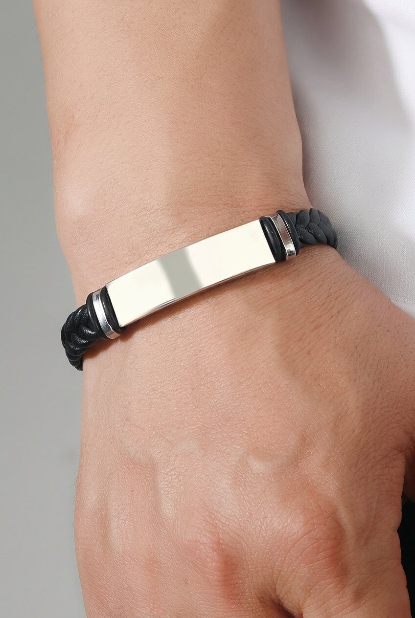 DANVOR BRAIDED PLATE BRACELET - BLACK