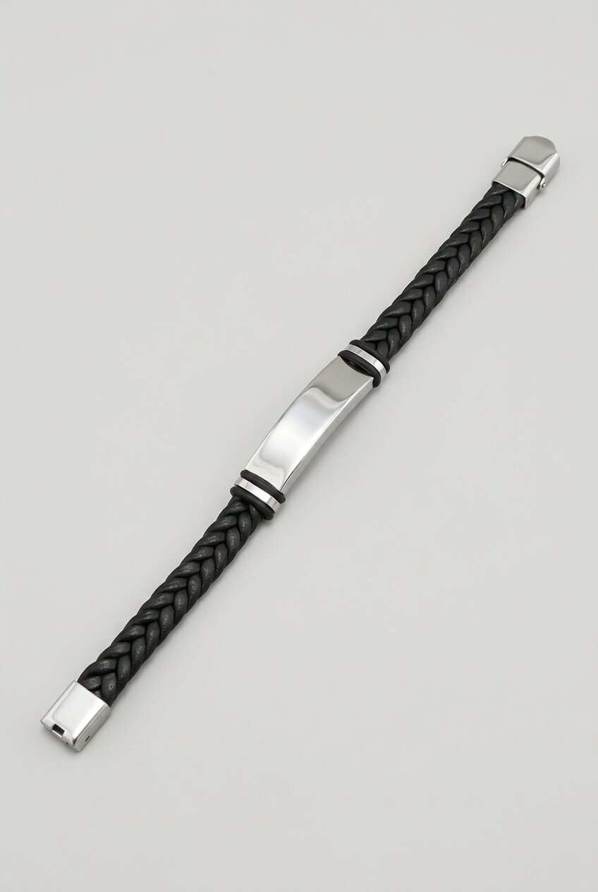DANVOR BRAIDED PLATE BRACELET - BLACK