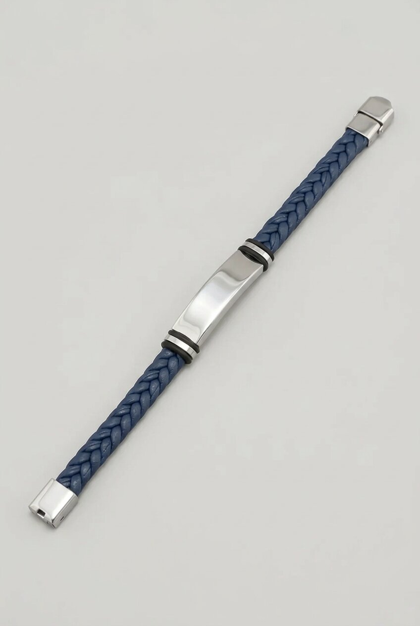 DANVOR BRAIDED PLATE BRACELET - NAVY