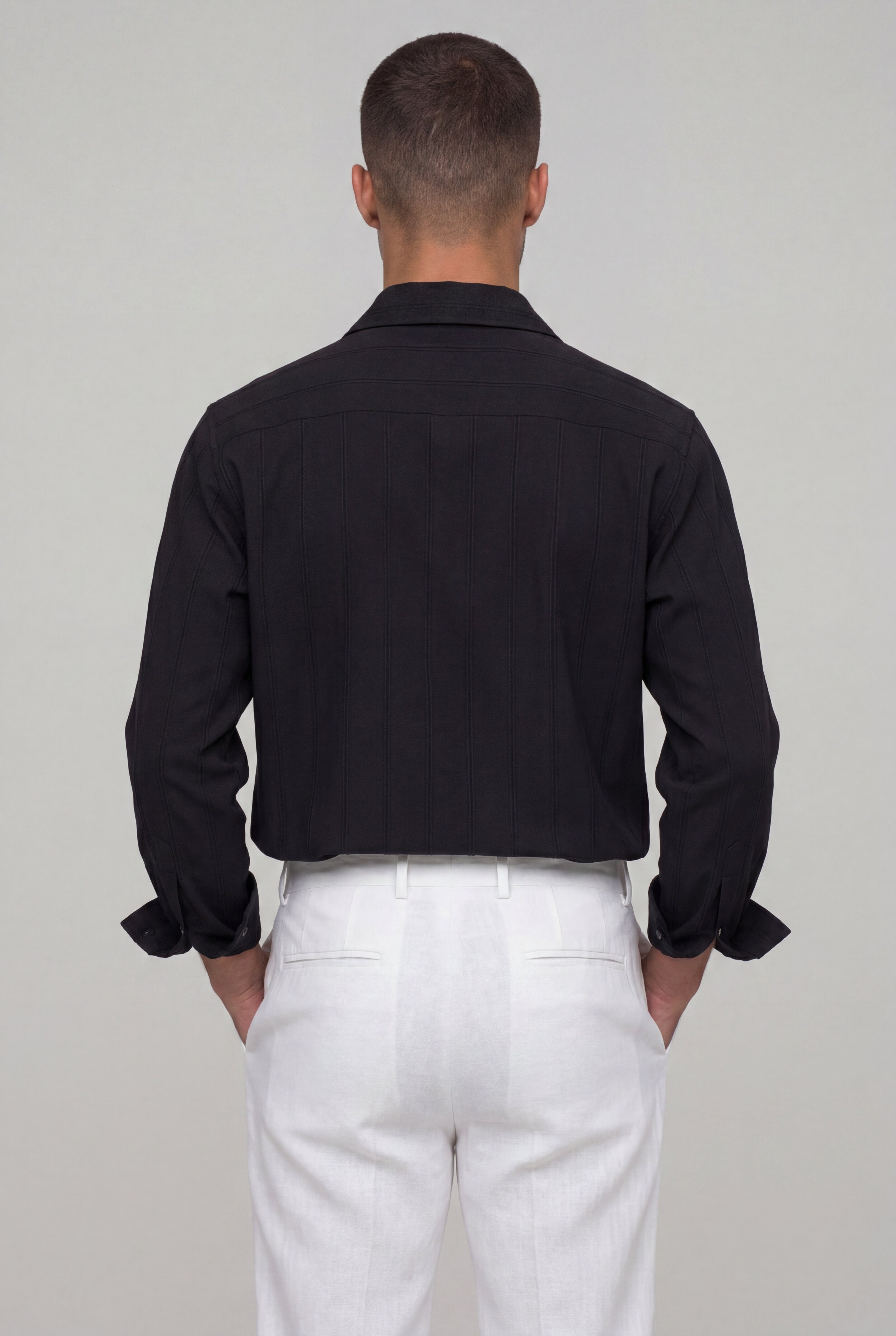 DELVN STRIPE SHIRT – BLACK