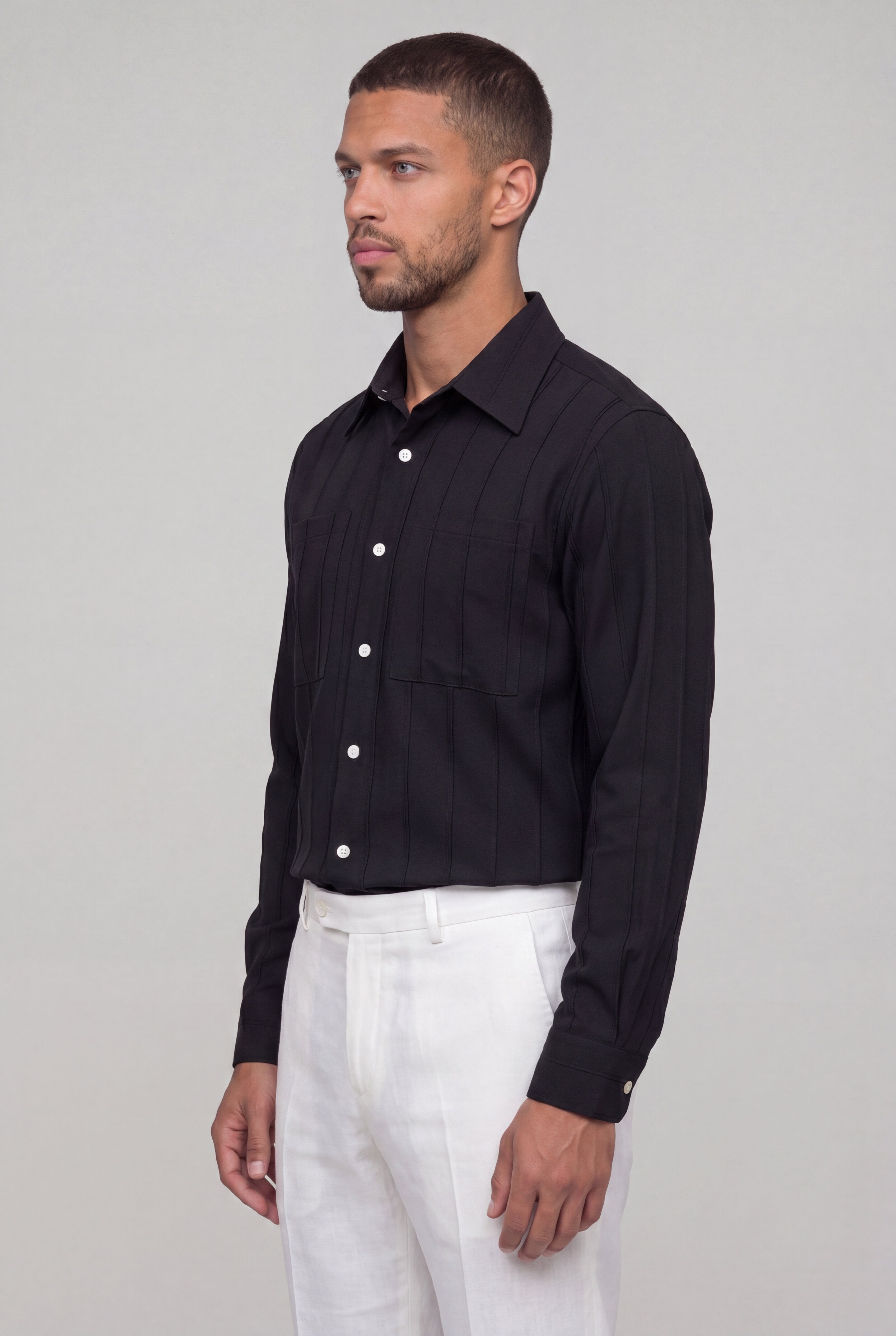 DELVN STRIPE SHIRT – BLACK