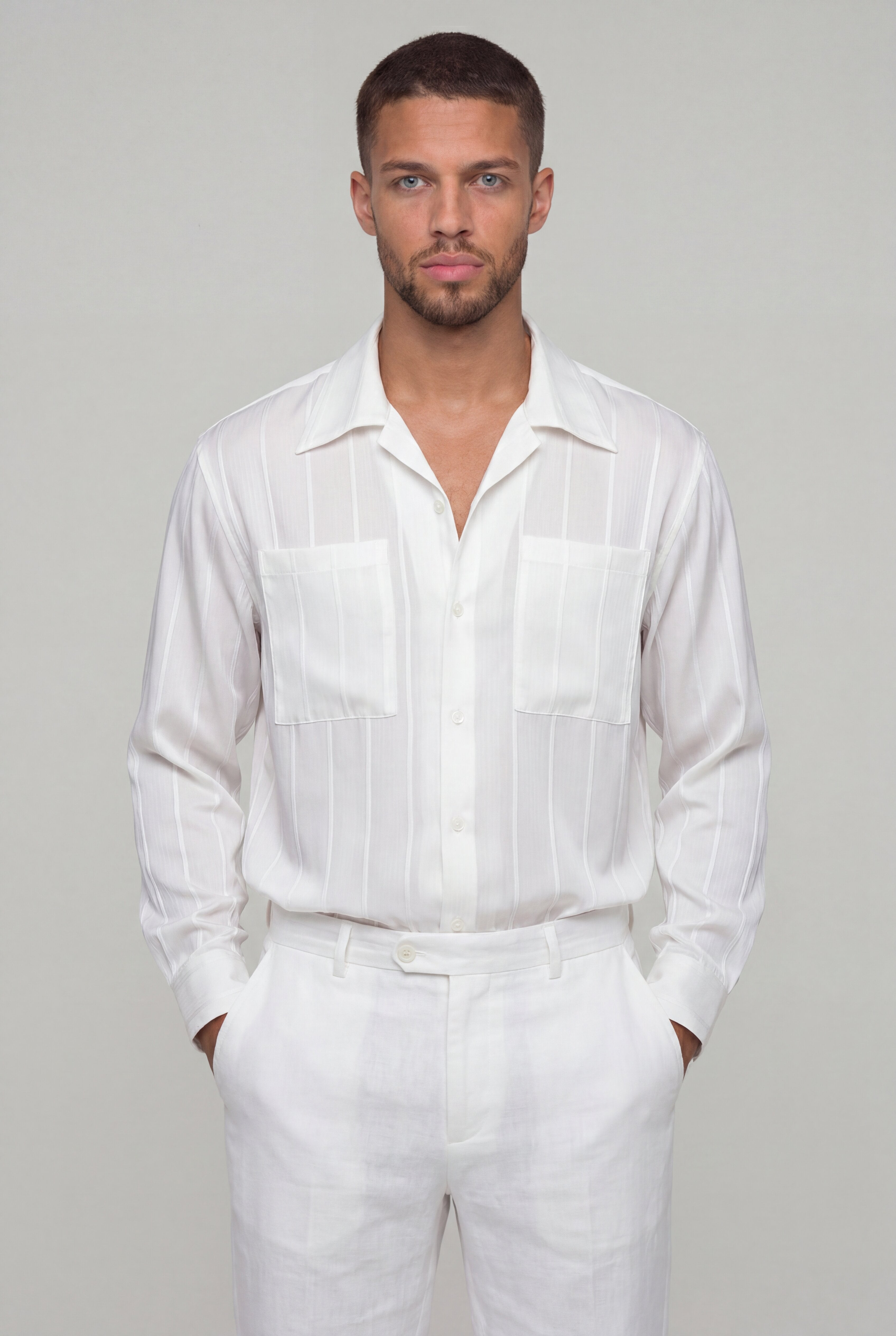 DELVN STRIPE SHIRT – WHITE