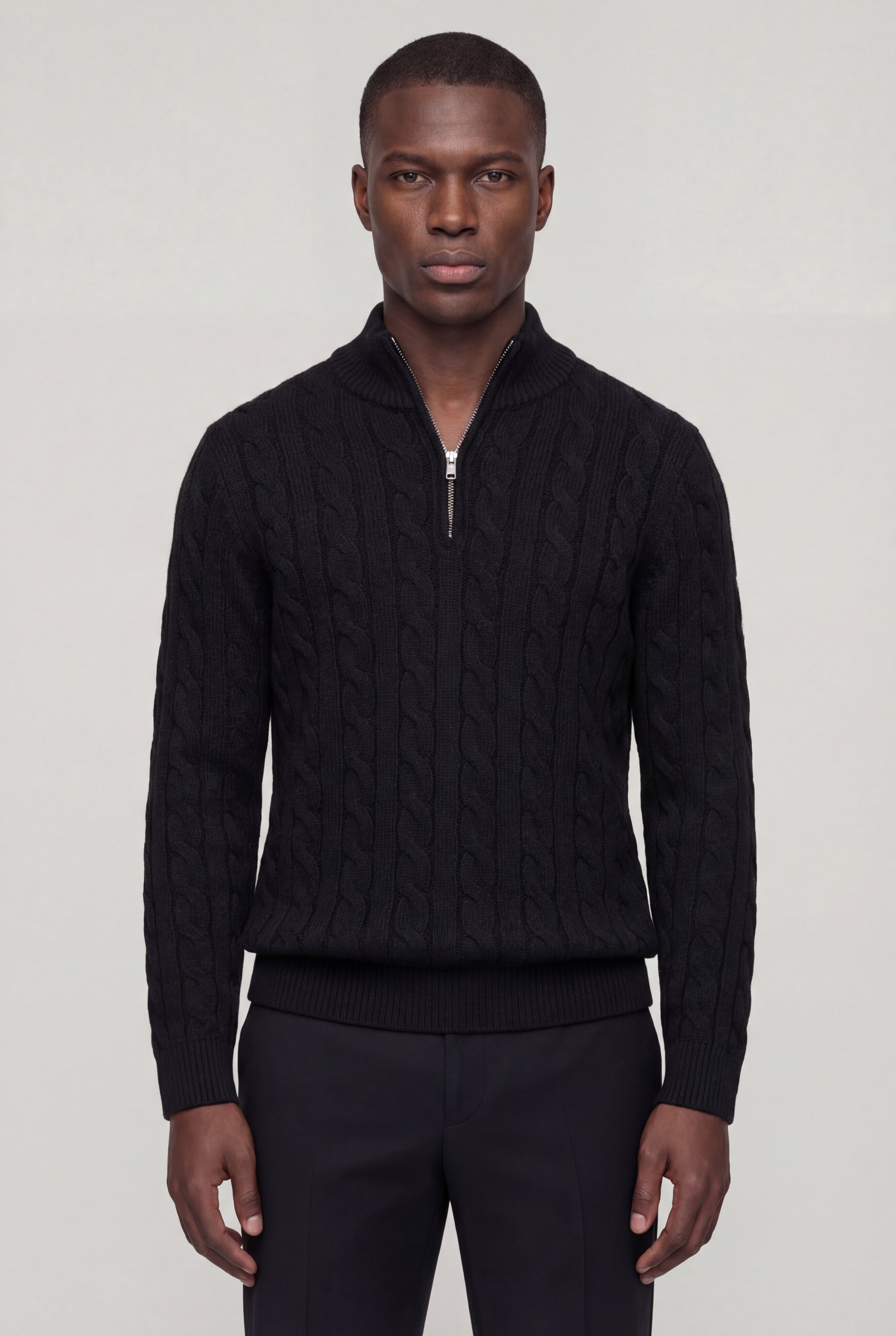 EASTON QUARTER-ZIP SWEATER – BLACK